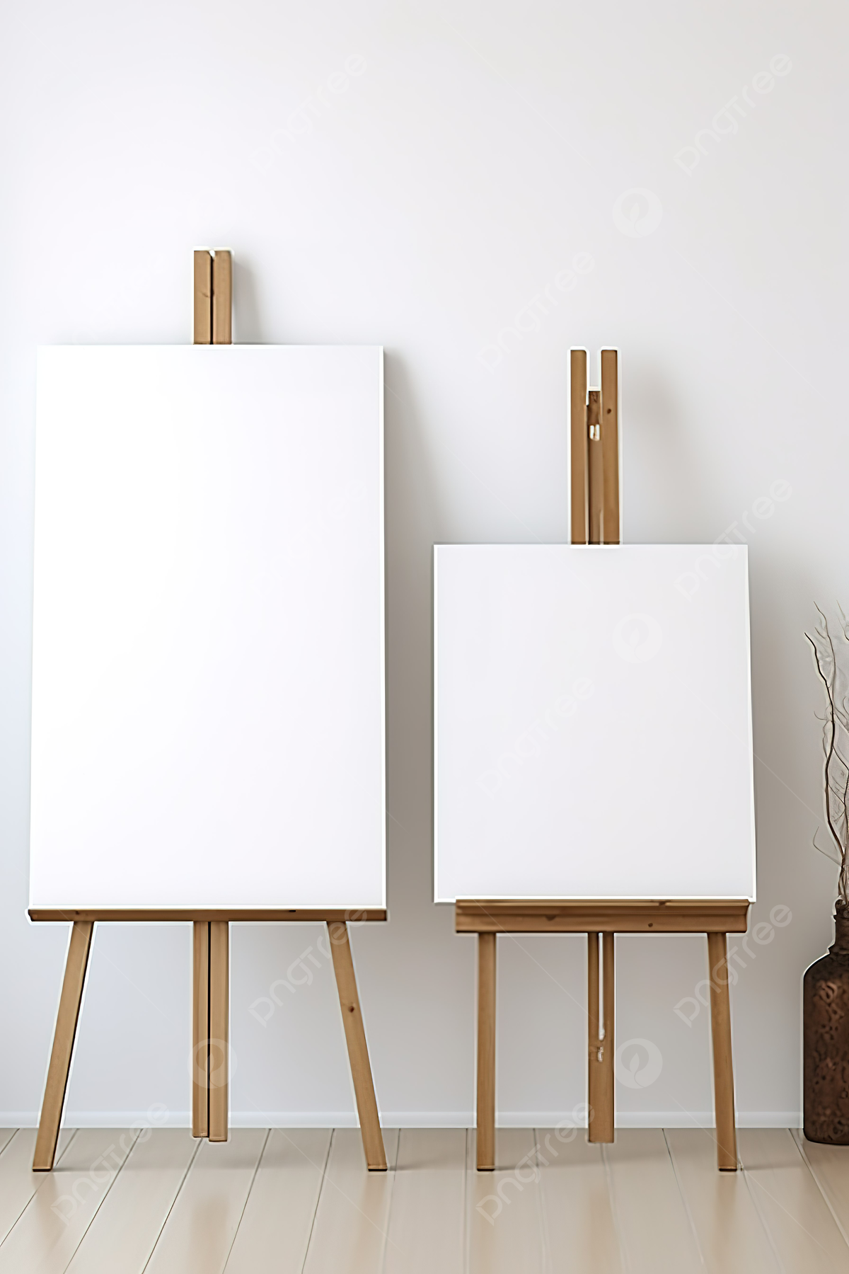 1200x1800 Two Easels With Canvas Beside Another In A White Room Background Wallpaper Image For Free Download