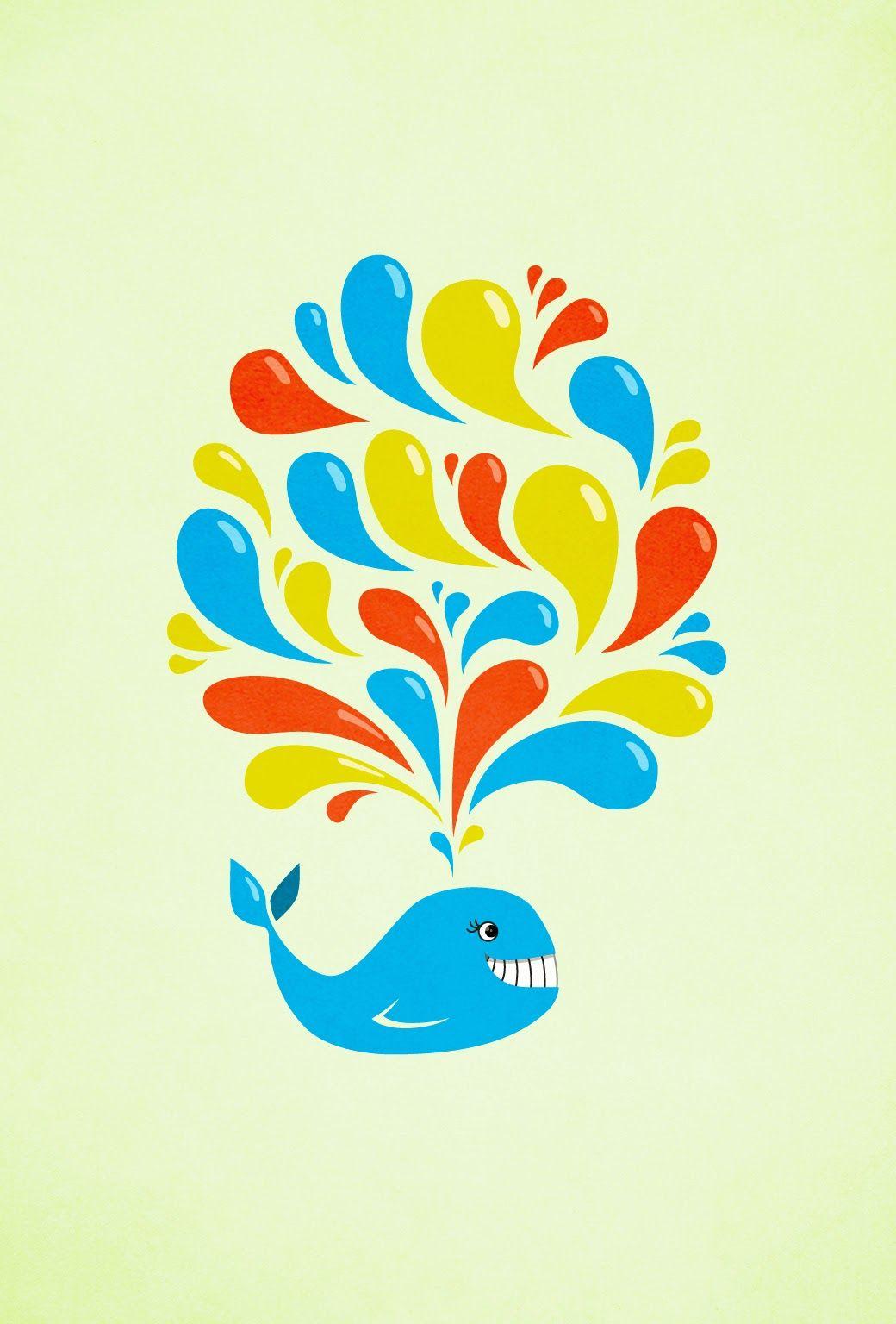 1040x1536 Colorful Swirls Happy Cartoon Whale