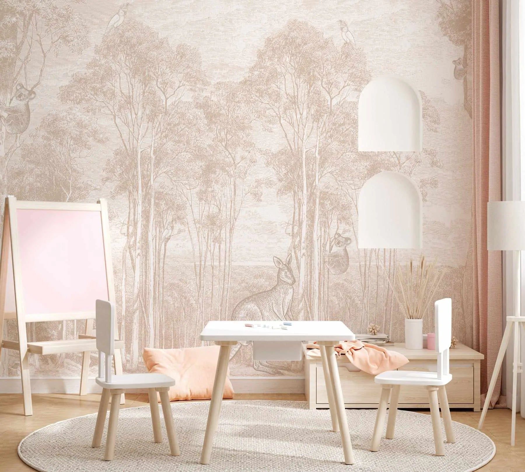 1800x1619 SHOP Vintage Outback in Beige Gender Neutral Kids Room Wallpaper Mural