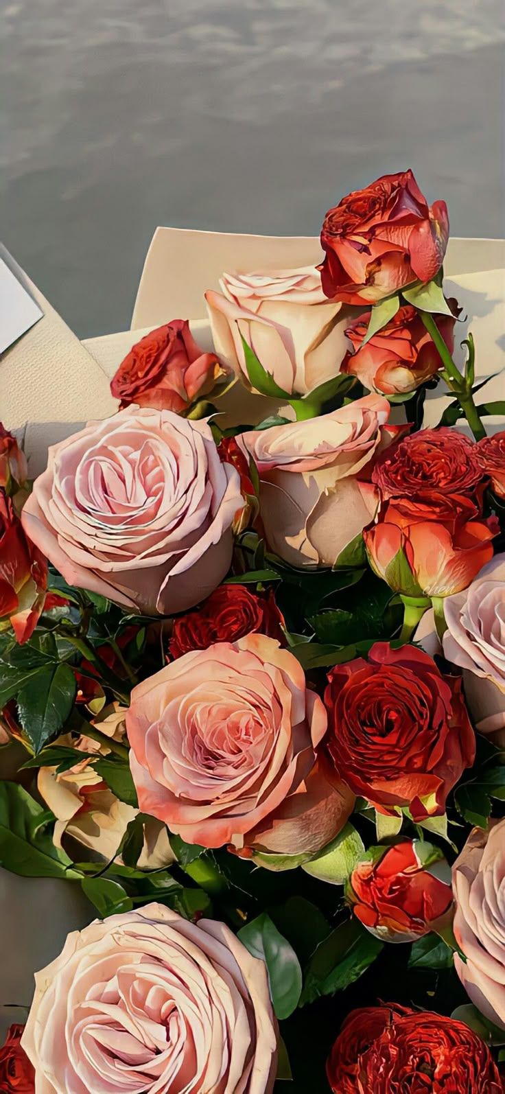 736x1594 Beautiful Bouquet of Pink and Red Roses. Flower bouquet wallpaper iphone, Rose bouquet wallpaper hd