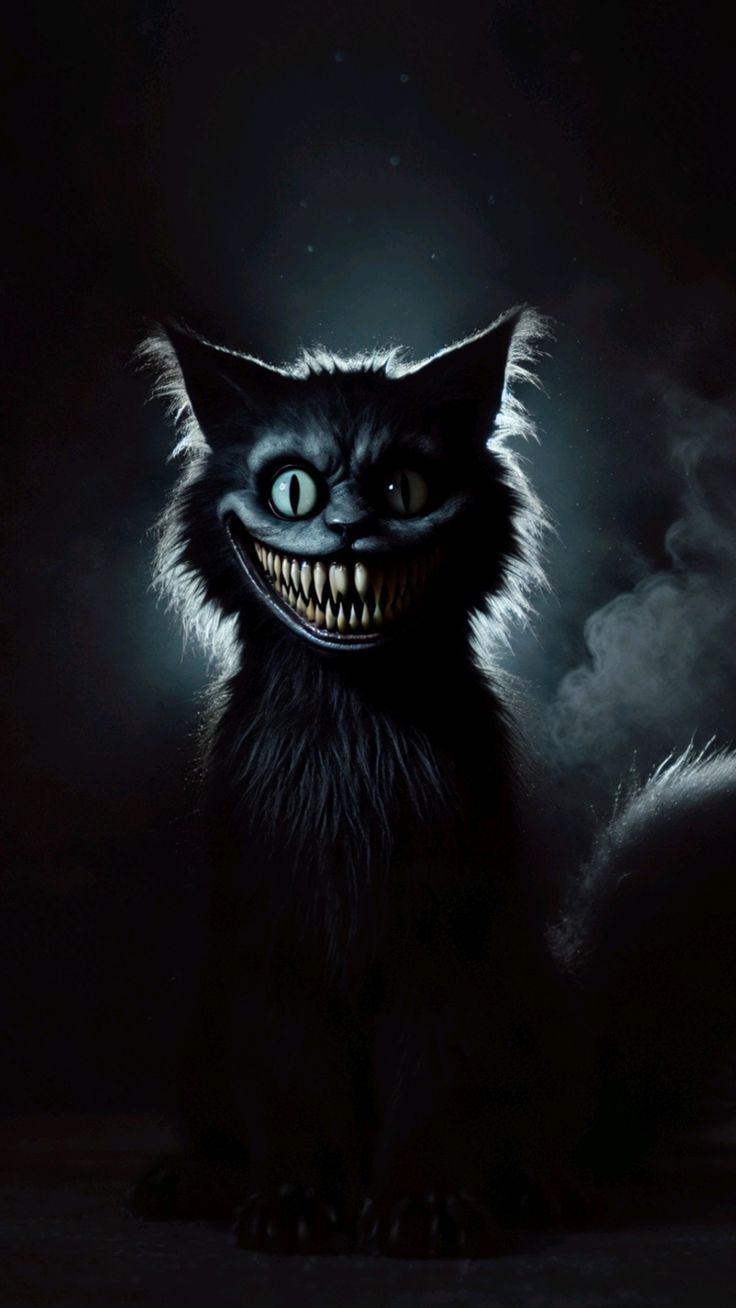 736x1308 Scary cat wallpaper. Evil cheshire cat, Monster cat wallpaper, Cat horror