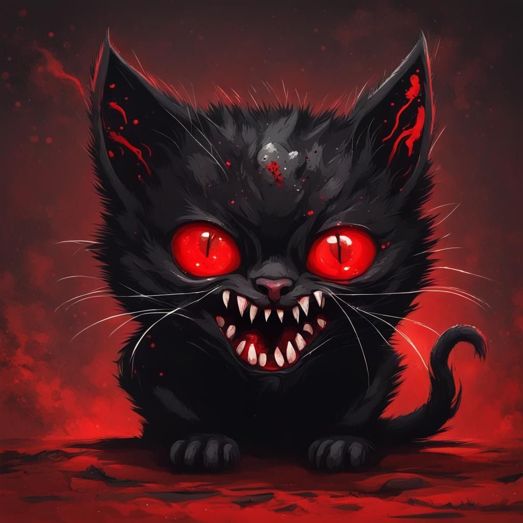 1024x1024 Horror Cat Made of Tar and Stardust