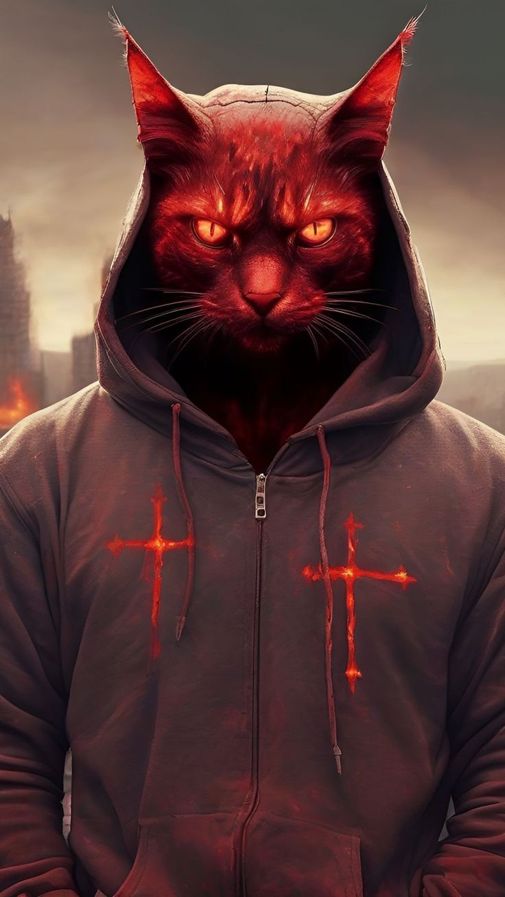 736x1308 Wallpaper horror, fantasy, cat, art, ai, AI 4K by ???ℯℯ? ℳℴ?ℯ??? ?. Download wallpaper horror, fantasy, cat, art, ai for free