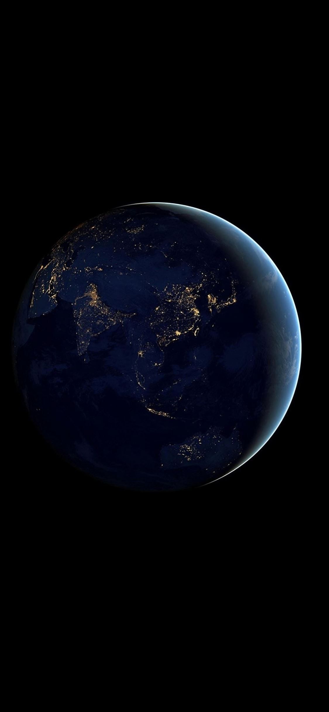 1125x2436 Asia At Night Earth Space Dark iPhone Wallpaper Free Download