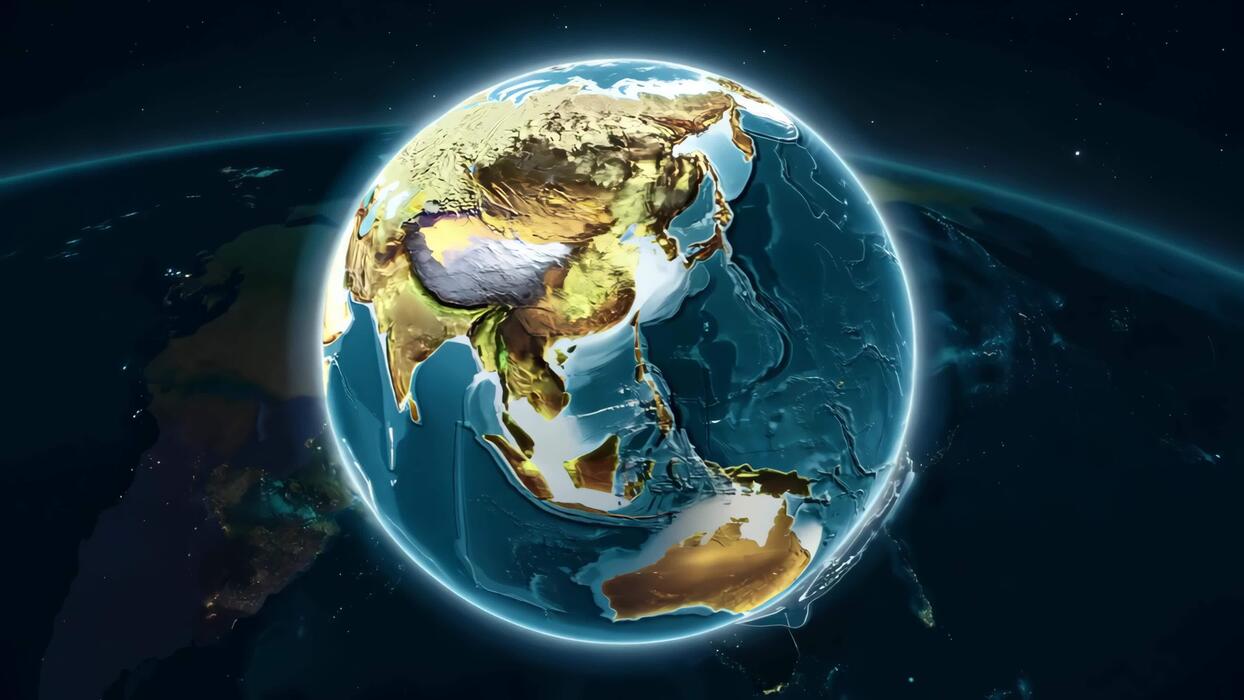 1244x700 Earth Rotating Animation Showing Asia and Australia From Space