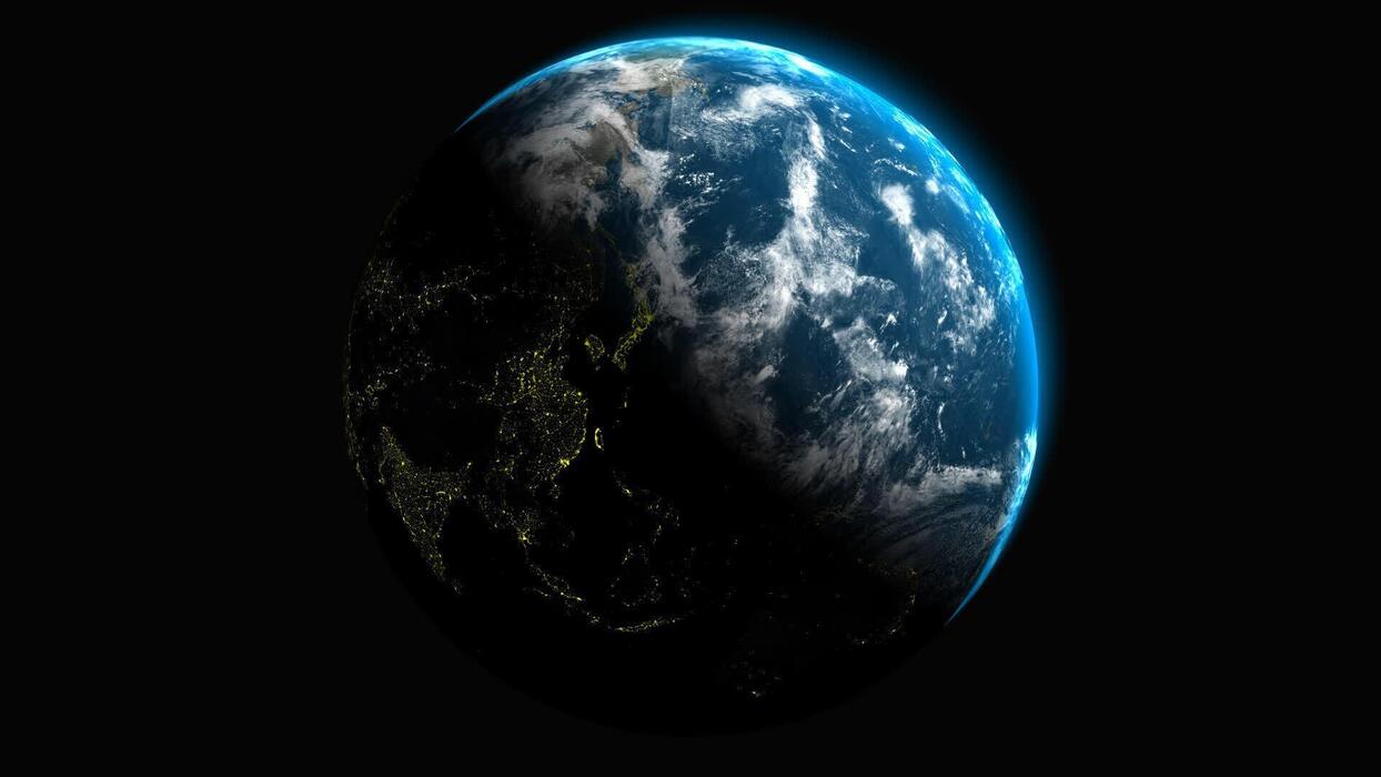 1244x700 Elite planetary animation loop from Asia with top right sunlight crafted for luxury visual flow and seamless alpha integration