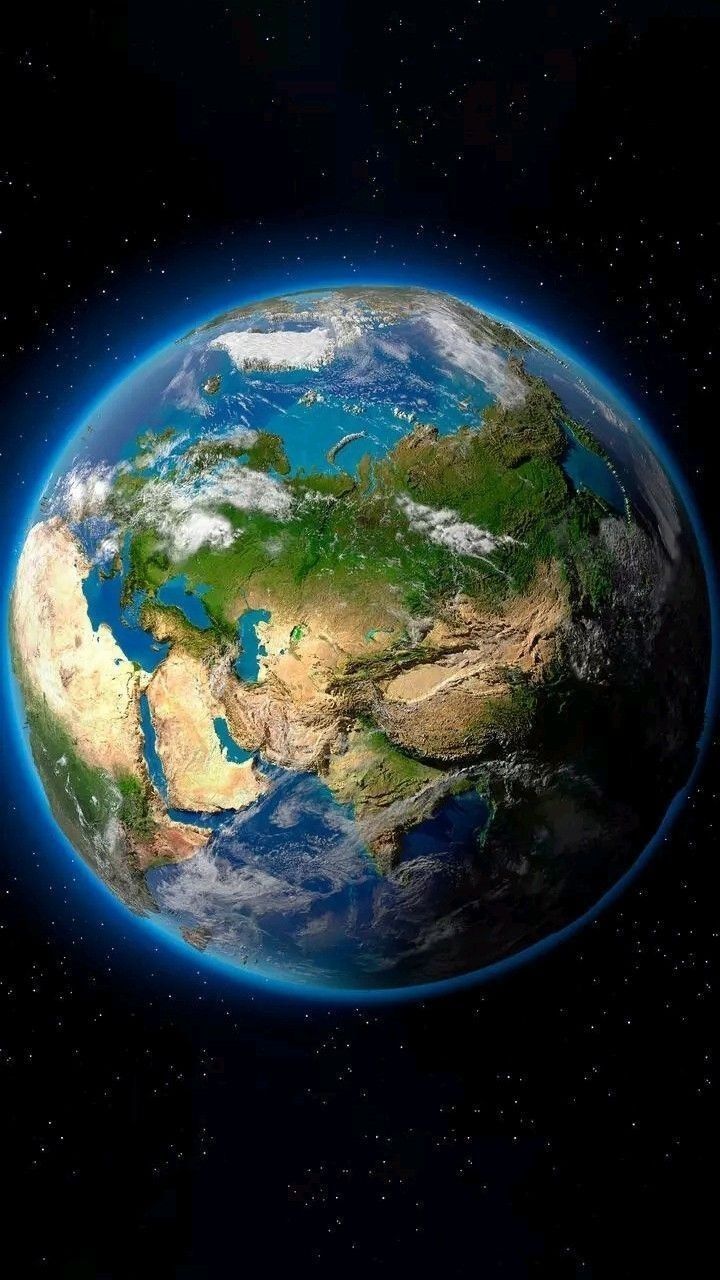 720x1280 Map of Europe and Asia with Stars. Earth from space, Earth in space view, Educational