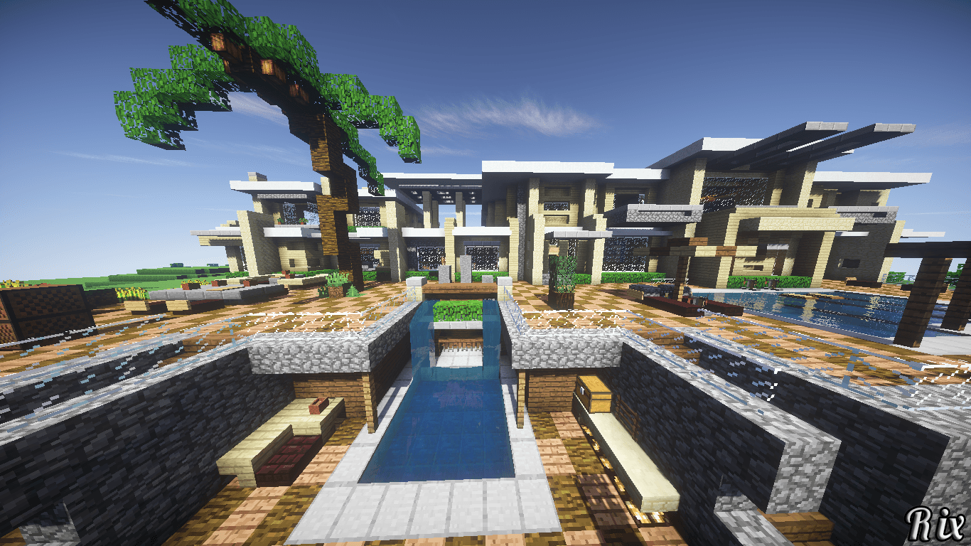 1366x768 Minecraft House Wallpaper