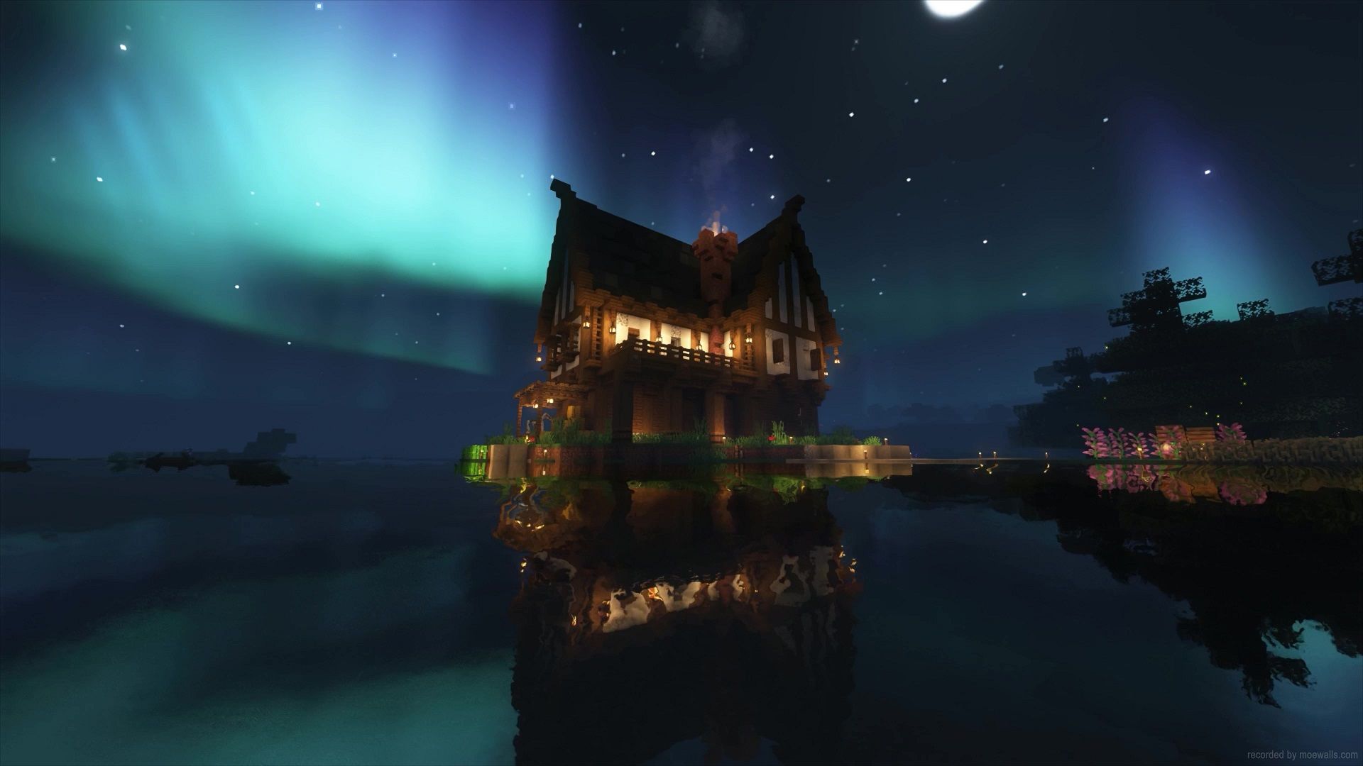 1920x1080 Minecraft Cozy Lake House Live Wallpaper