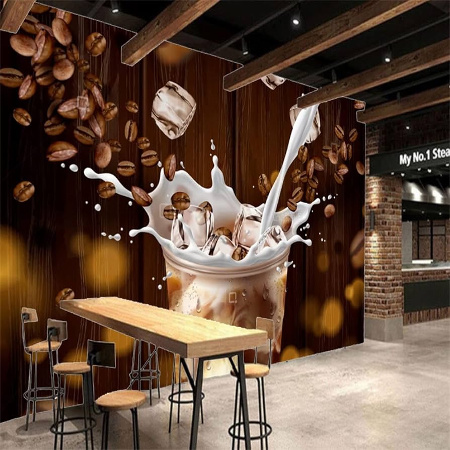 894x894 Retro Wooden Iced Latte Coffee Wallpaper Industrial Decoration Wall Picture Cafe Restaurant Bar KTV Background Wall Paper, 300 x 210 cm : Amazon.de: DIY & Tools