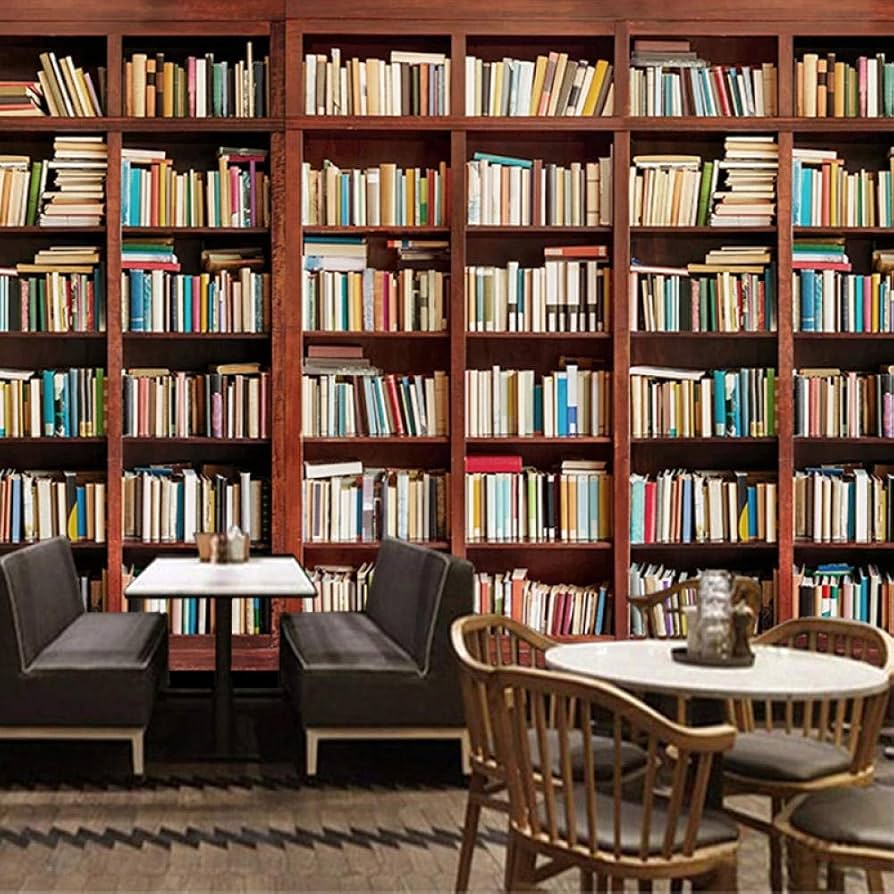 894x894 HGFHGD Mural Wallpaper 3D Three Dimensional Newspaper Books Bookshelf Bookcase Study Room Library Cafe Decorative Wall Painting Wall Art