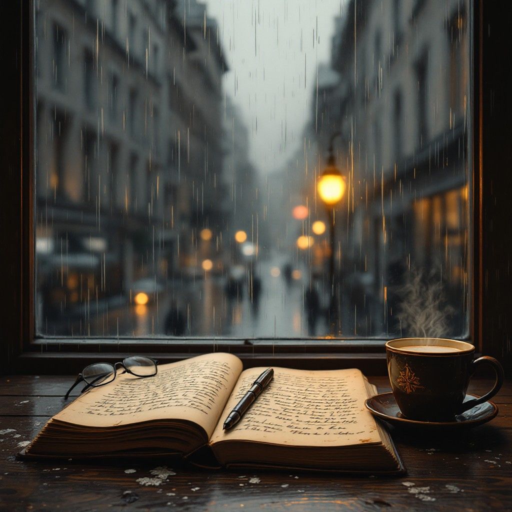 1024x1024 Download Rainy Study Day Image, Study, Coffee