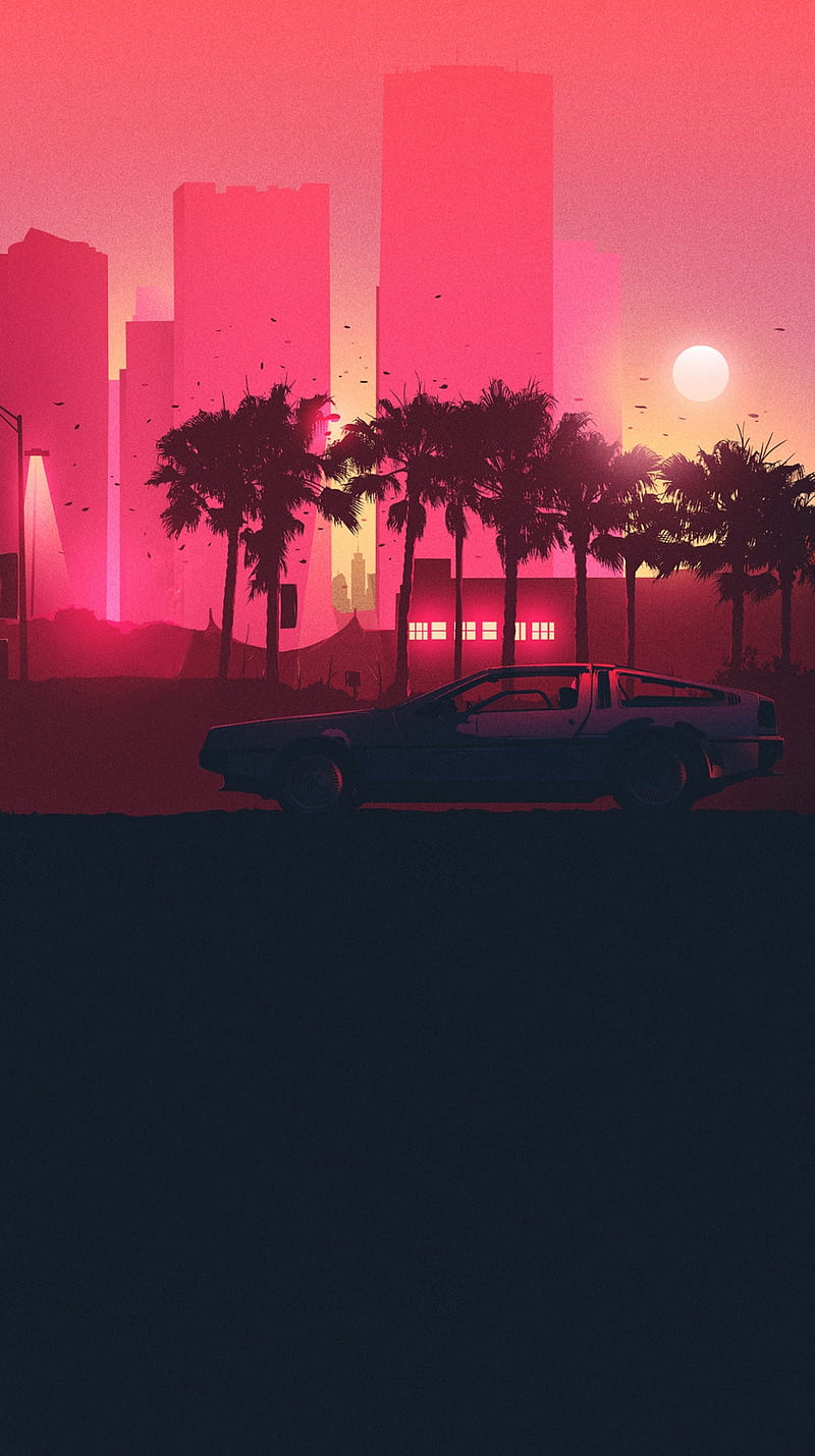 800x1429 Miami, car, cool, pink, plant, purple, retro, HD phone wallpaper
