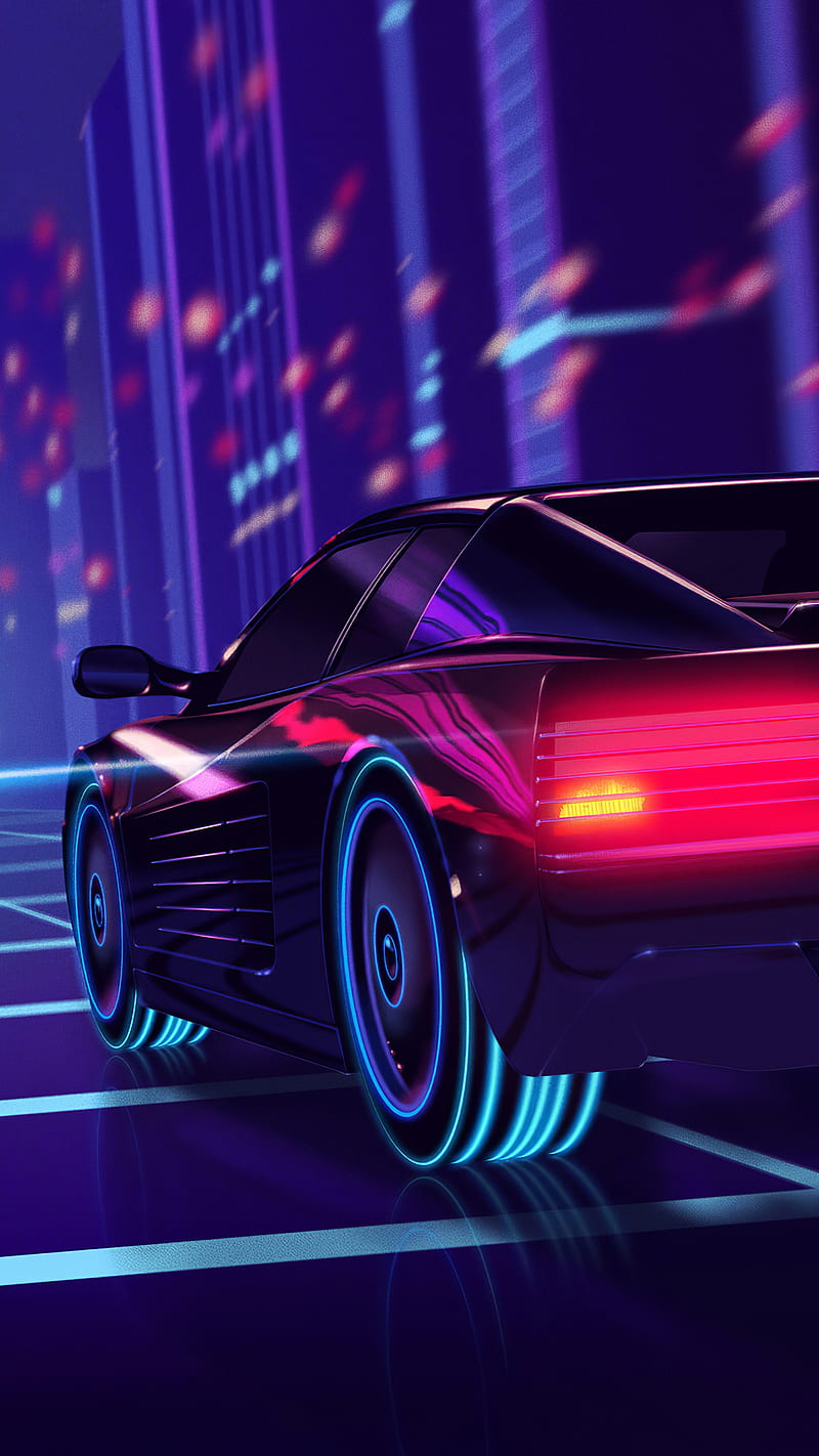 800x1422 Testarossa, 80s, car, ferrari, miami, miami vice, speed, synthwave, turbo, HD phone wallpaper