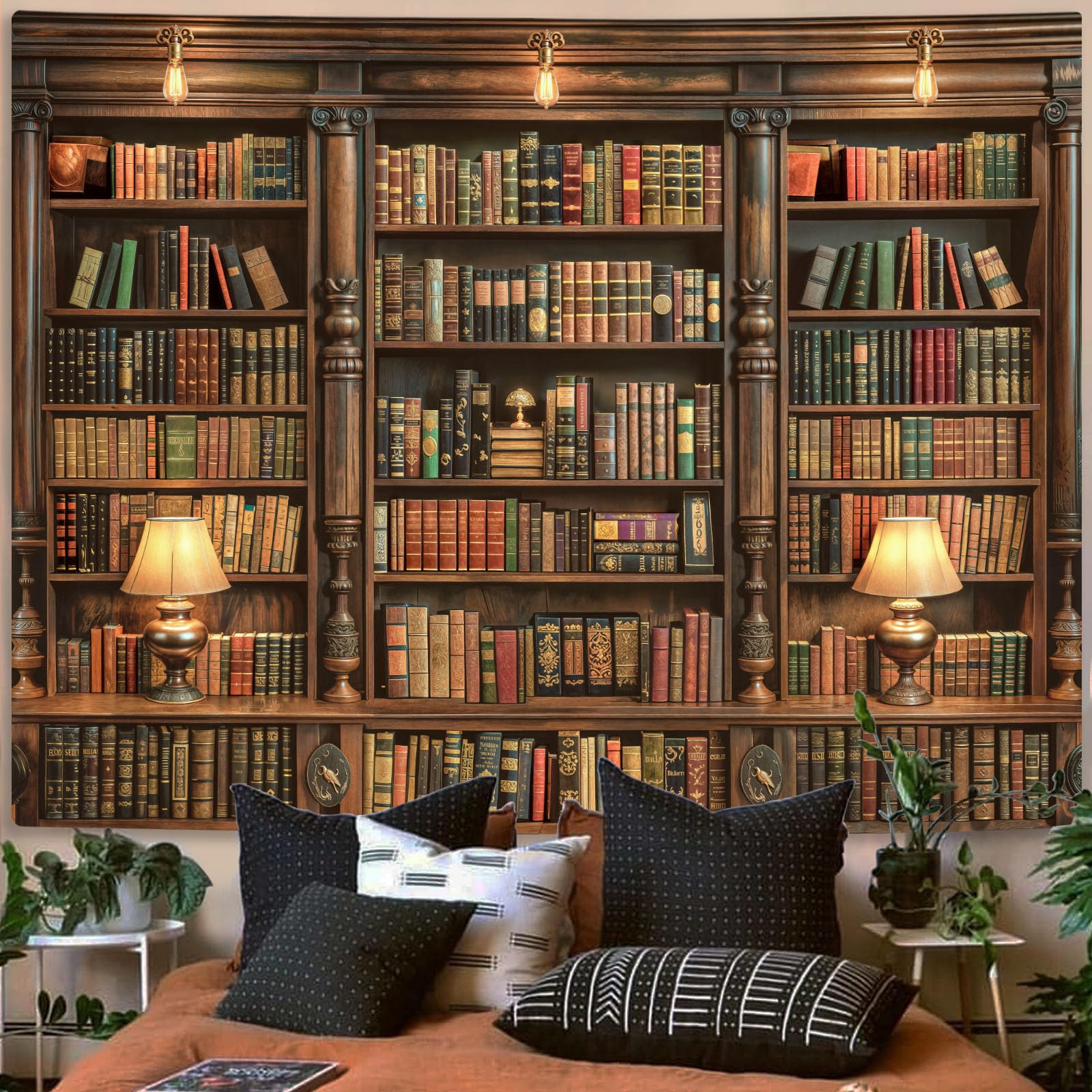 1600x1600 Spenlife Bookshelf Tapestry Wall Hanging Vintage Library Wall Tapestry, Old Books on Shelf Classical Study Room Student Study College Dorm Bedroom Living Room 44×60 Inches : Home & Kitchen