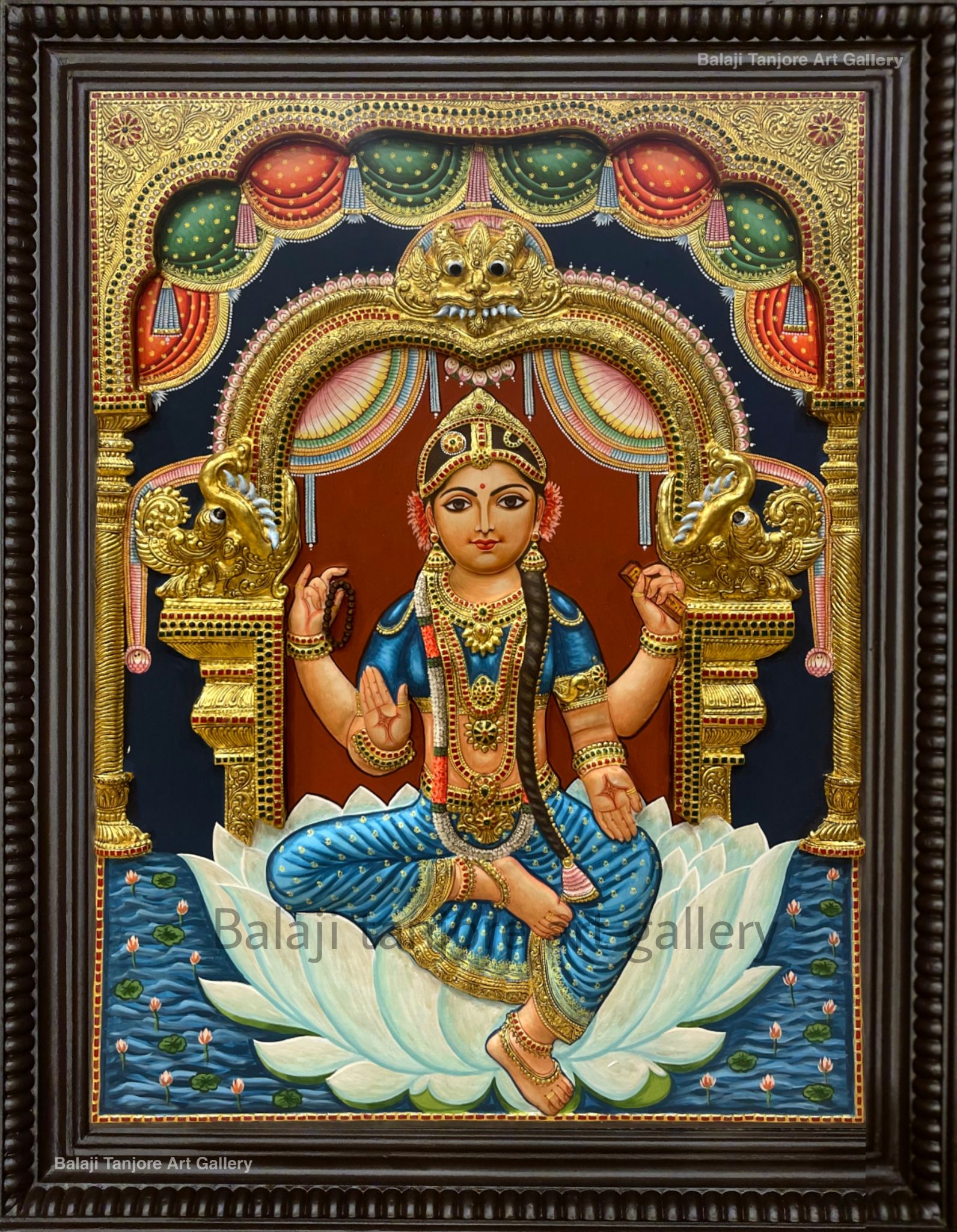 1592x2049 bala triupura sundari antique style 3D tanjore painting