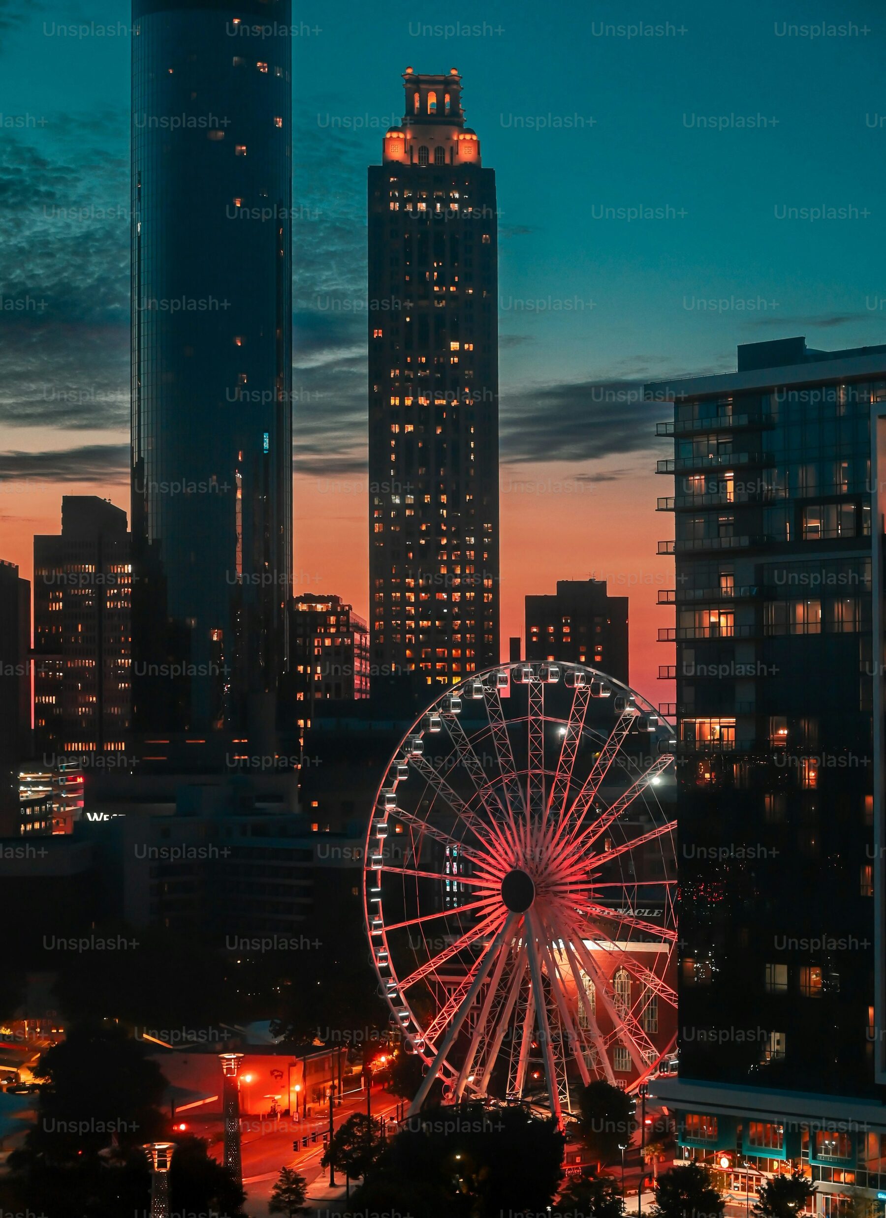 1800x2476 Atlanta Georgia State USA United States Of America Sunset Ferris Wheel
