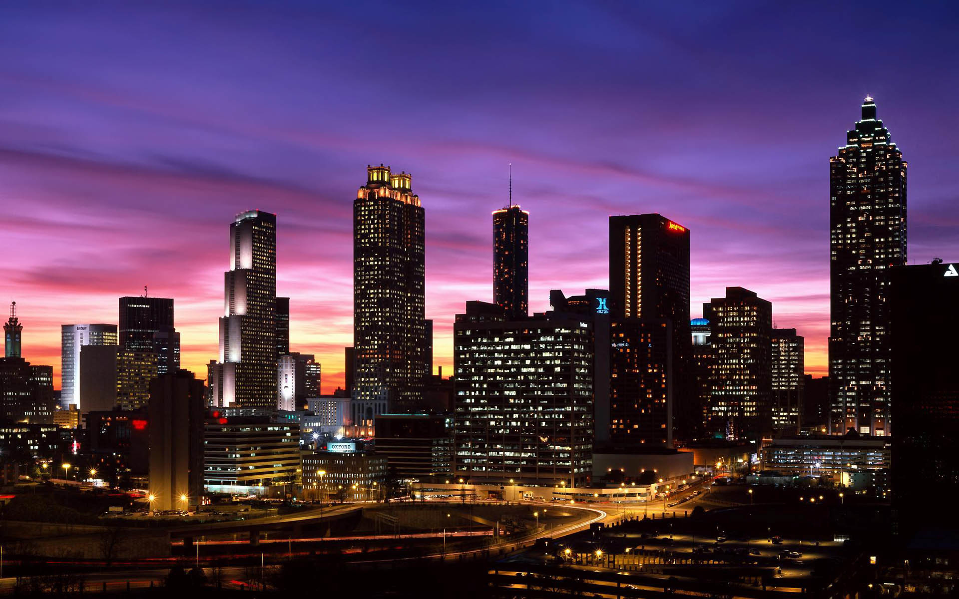 1920x1200 Most Popular States Of America Nighttime City Wallpaper