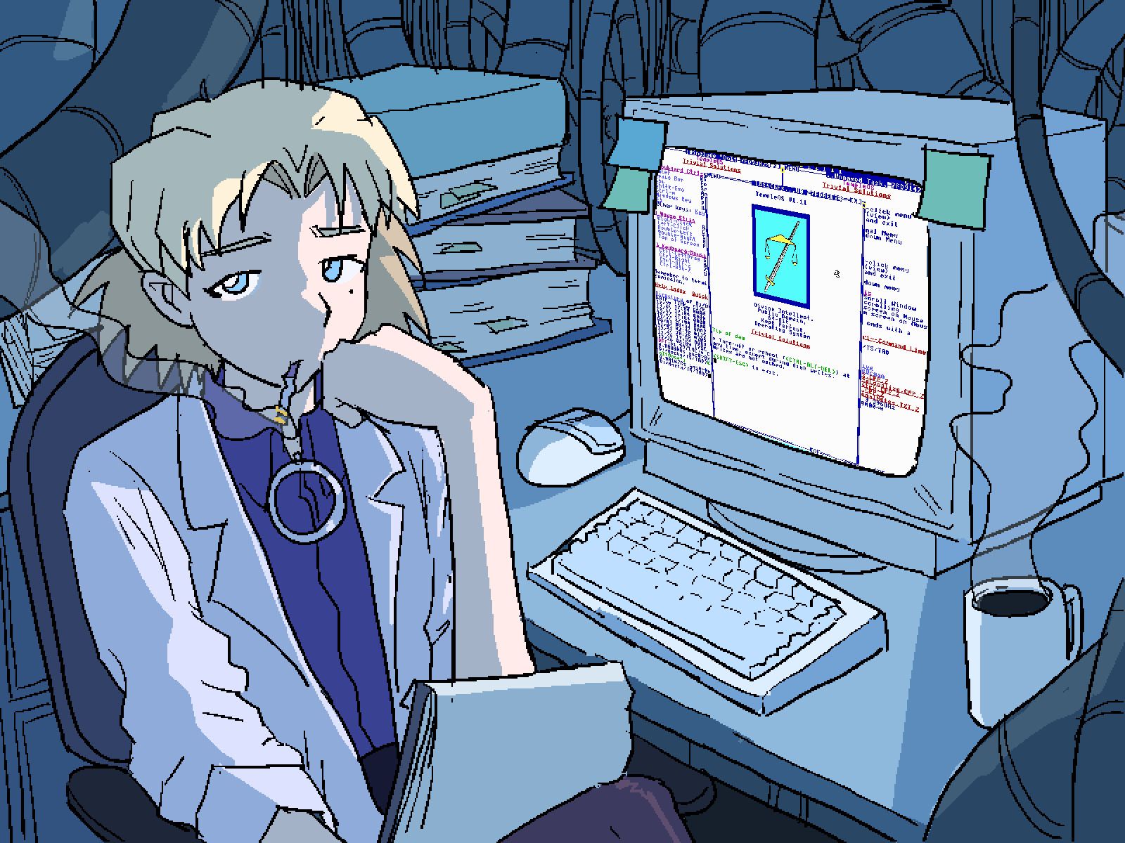1600x1200 Image tagged with neon genesis evangelion, ritsuko akagi, temple os