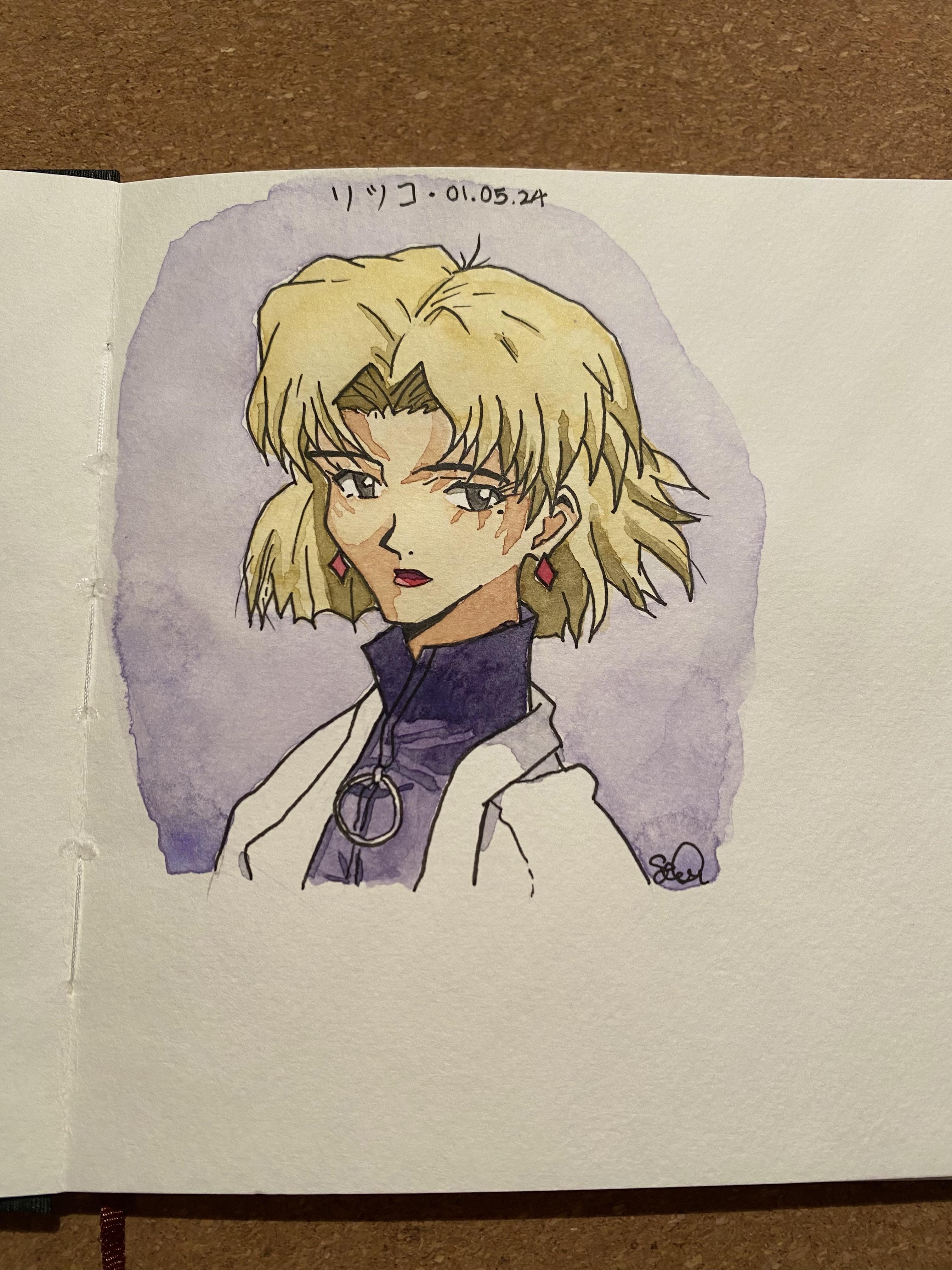 3024x4032 Quick sketch of Ritsuko (watercolor)