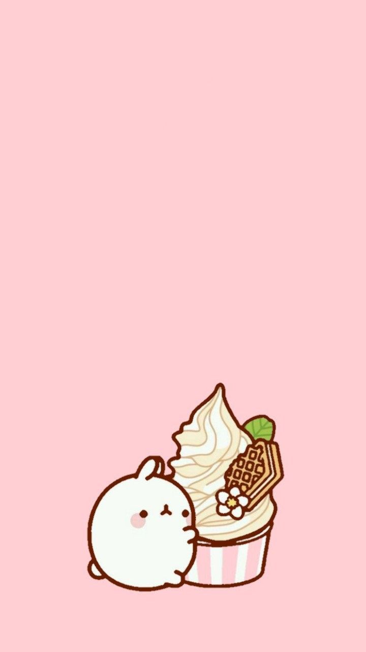 720x1280 Molang ice cream. Molang peach, Cute molang wallpaper, Kawaii wallpaper