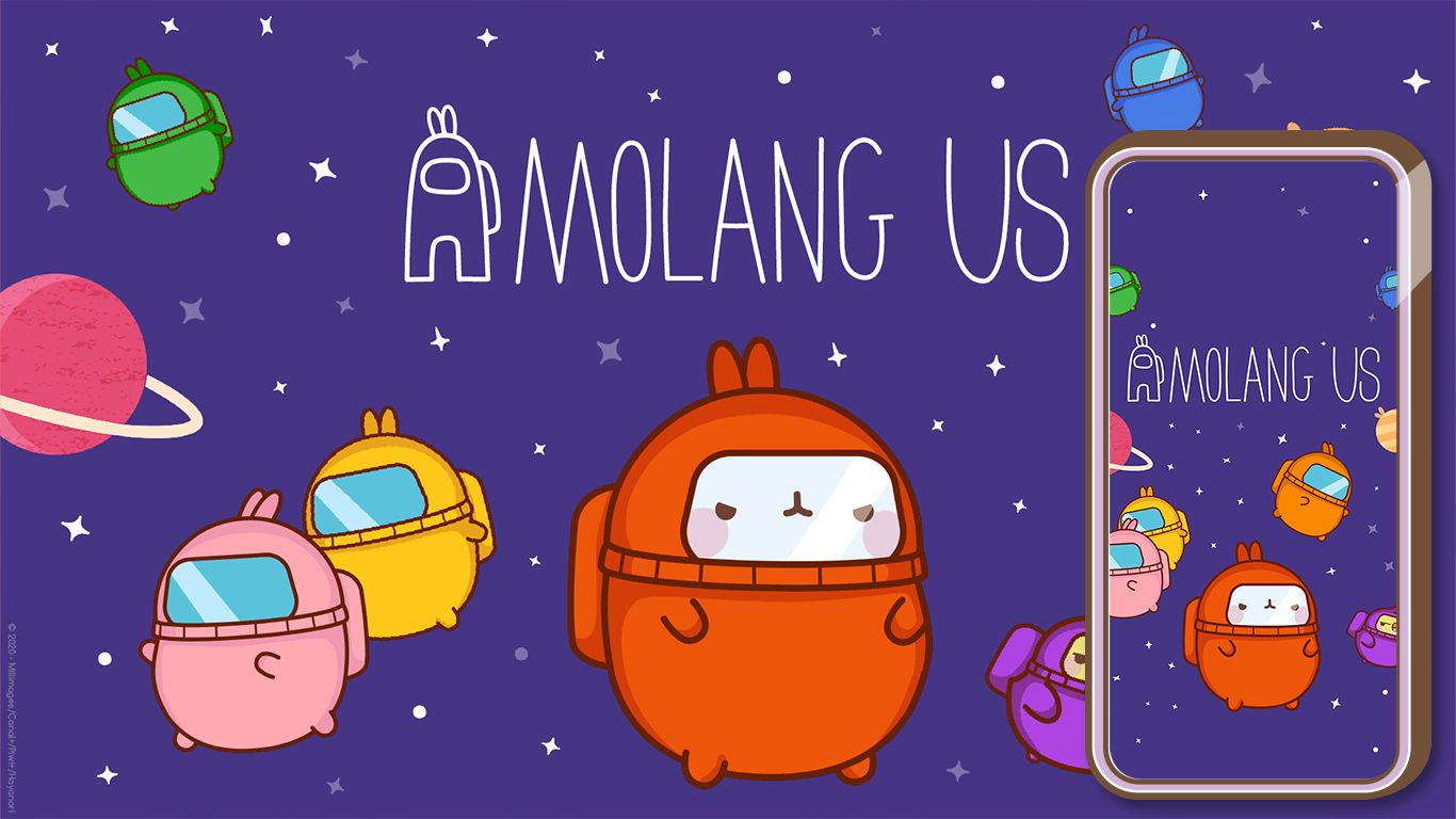 1366x768 Molang Among Us Desktop & Mobile Wallpaper