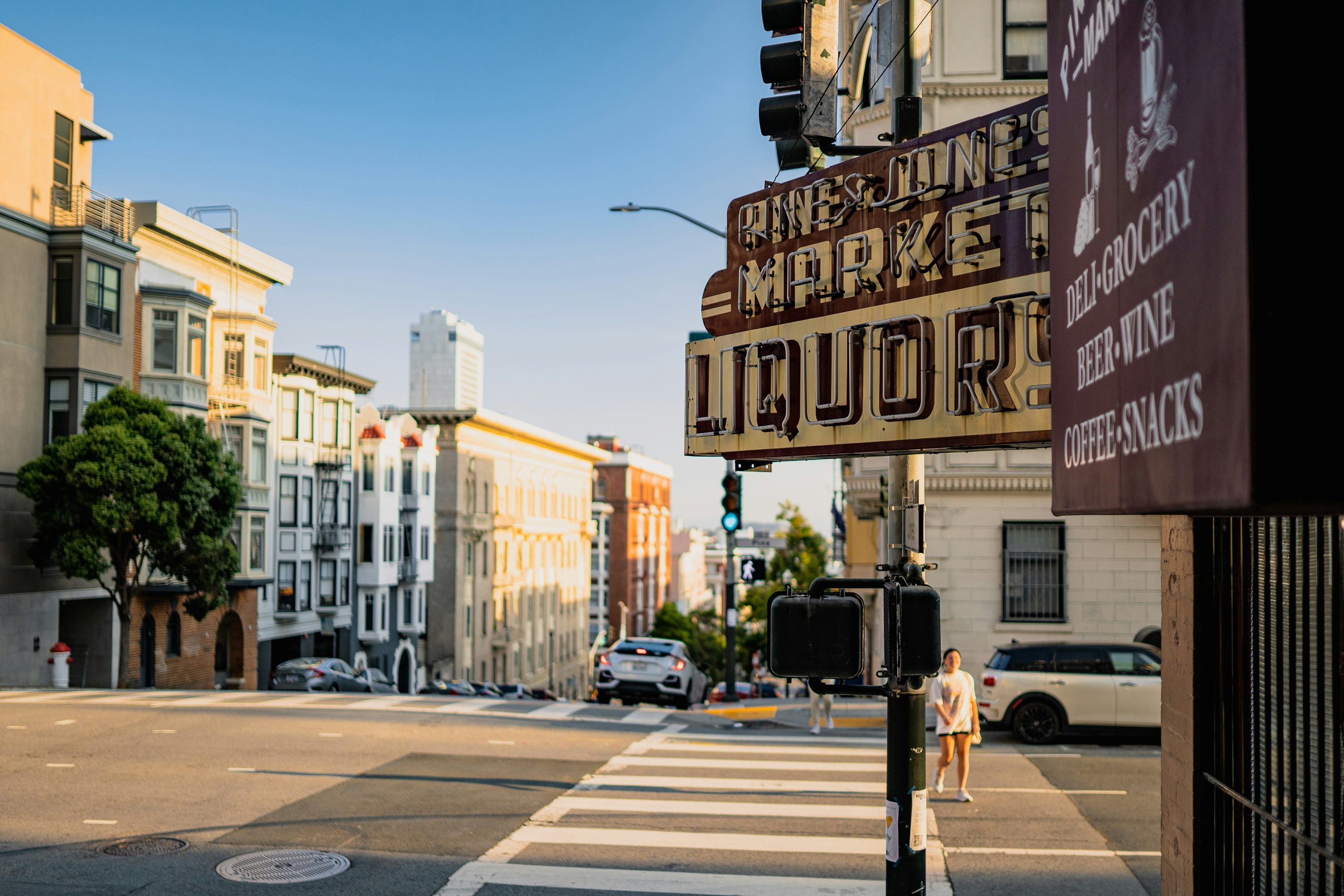 3000x2000 A street sign on the corner of a city street photo