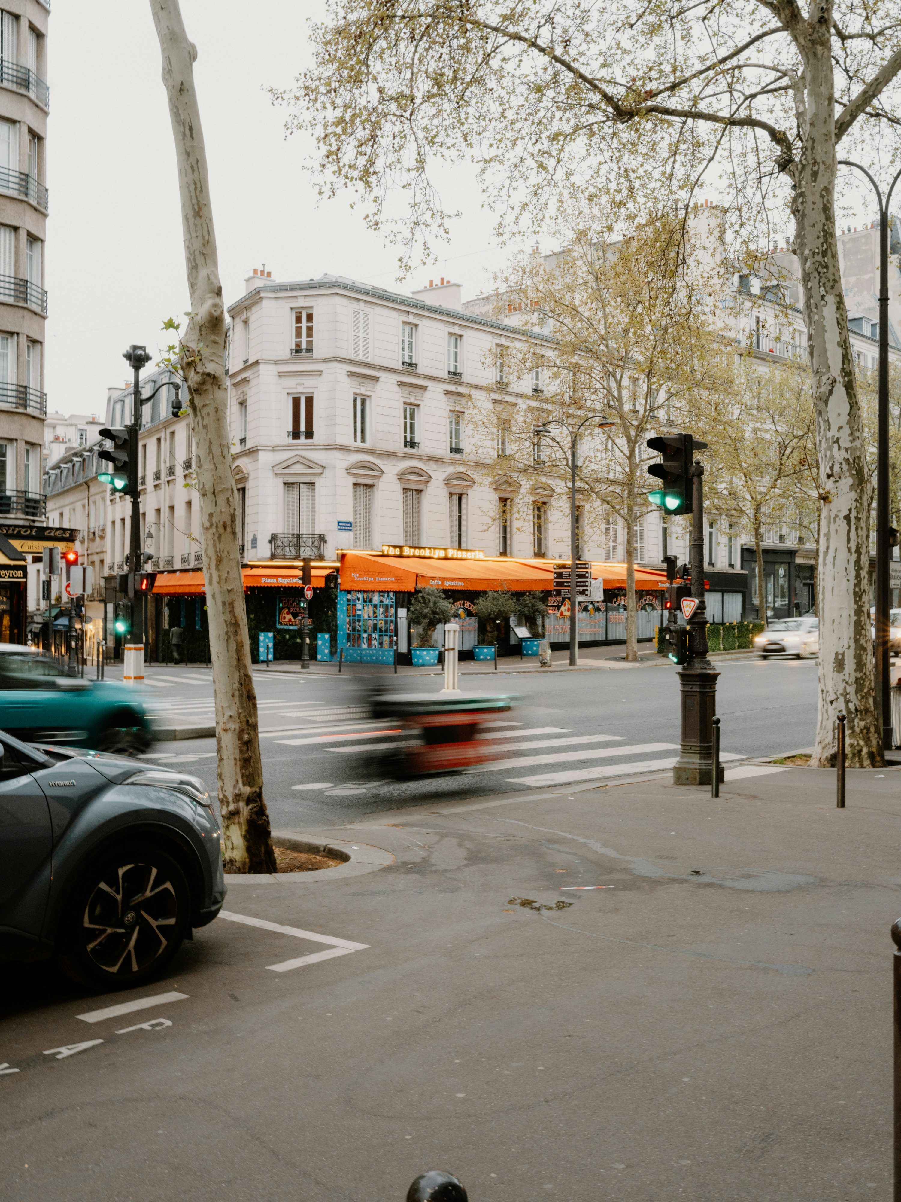 3000x4000 City street corner with blurred motion and buildings. photo