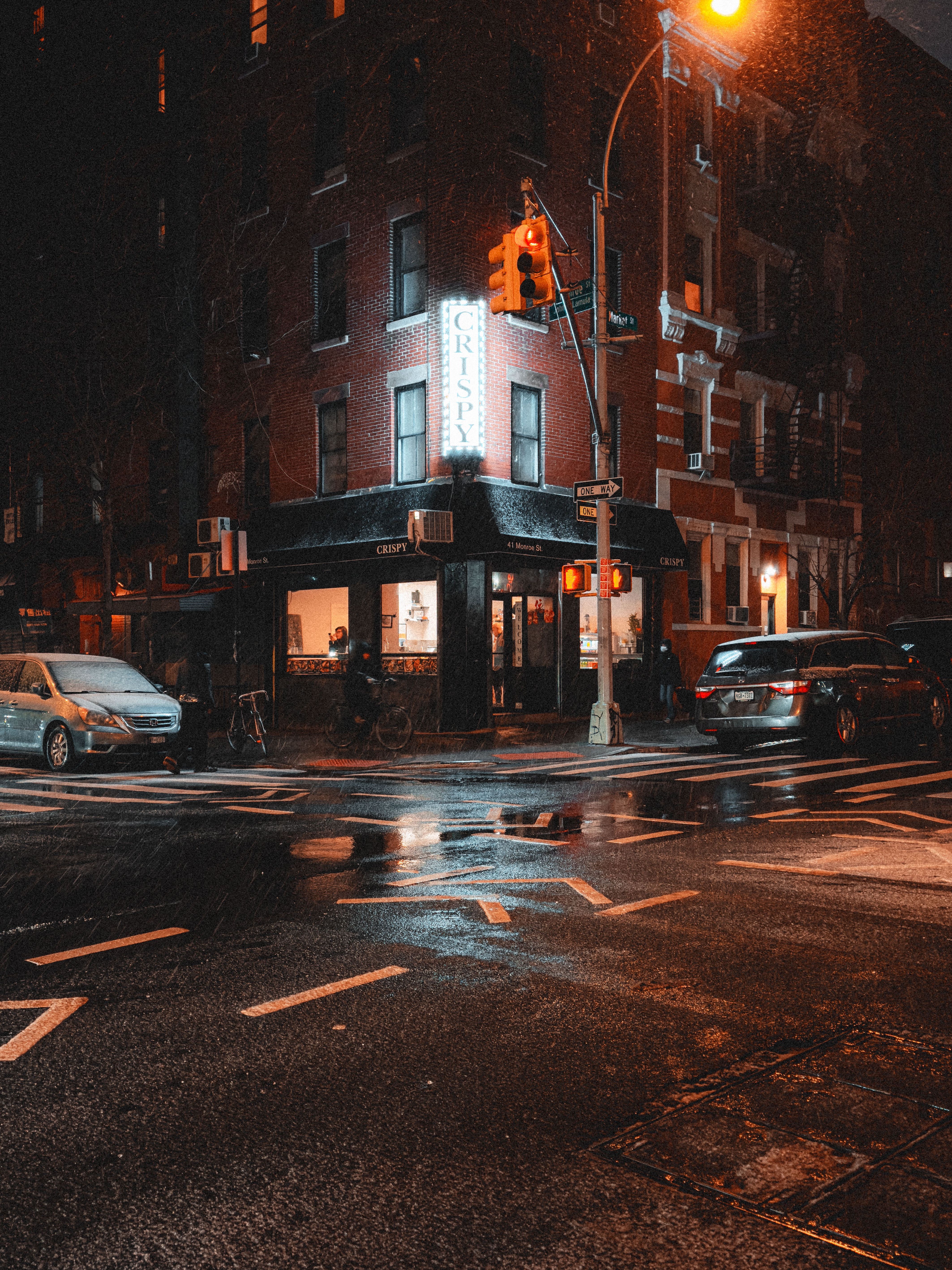4252x5670 Rainy Night Urban Scene at Cozy Corner Cafe · Free