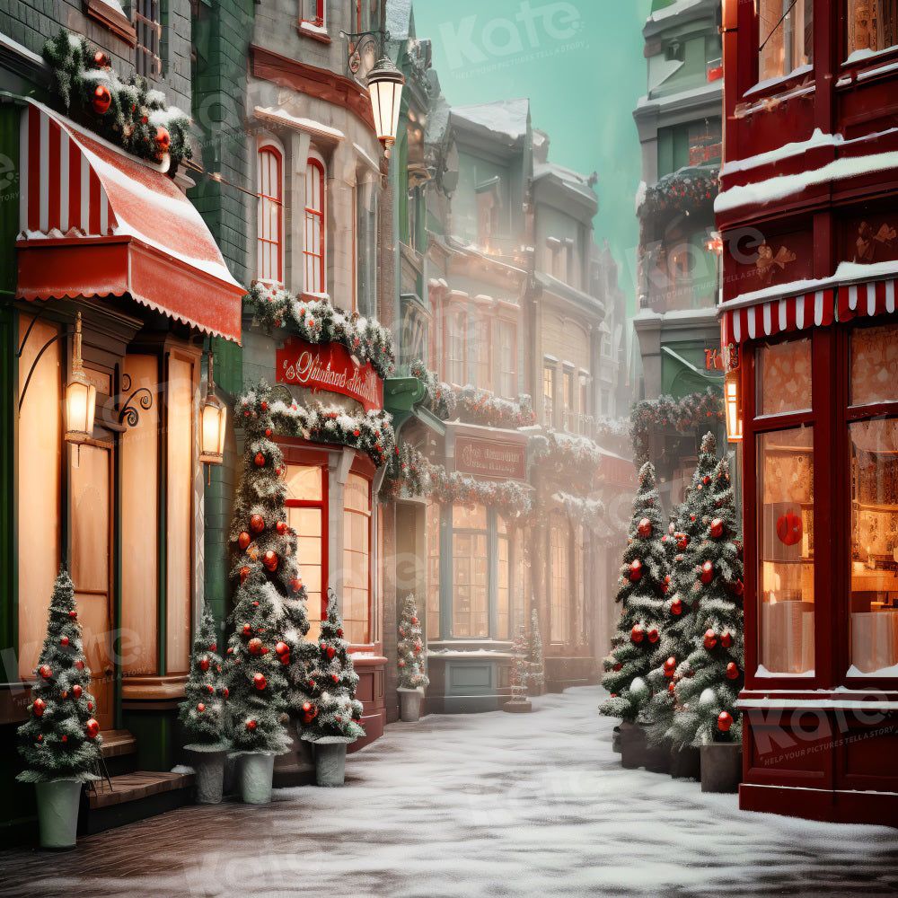 1000x1000 Kate Christmas Store Street Corner Printed Backdrop for Photography