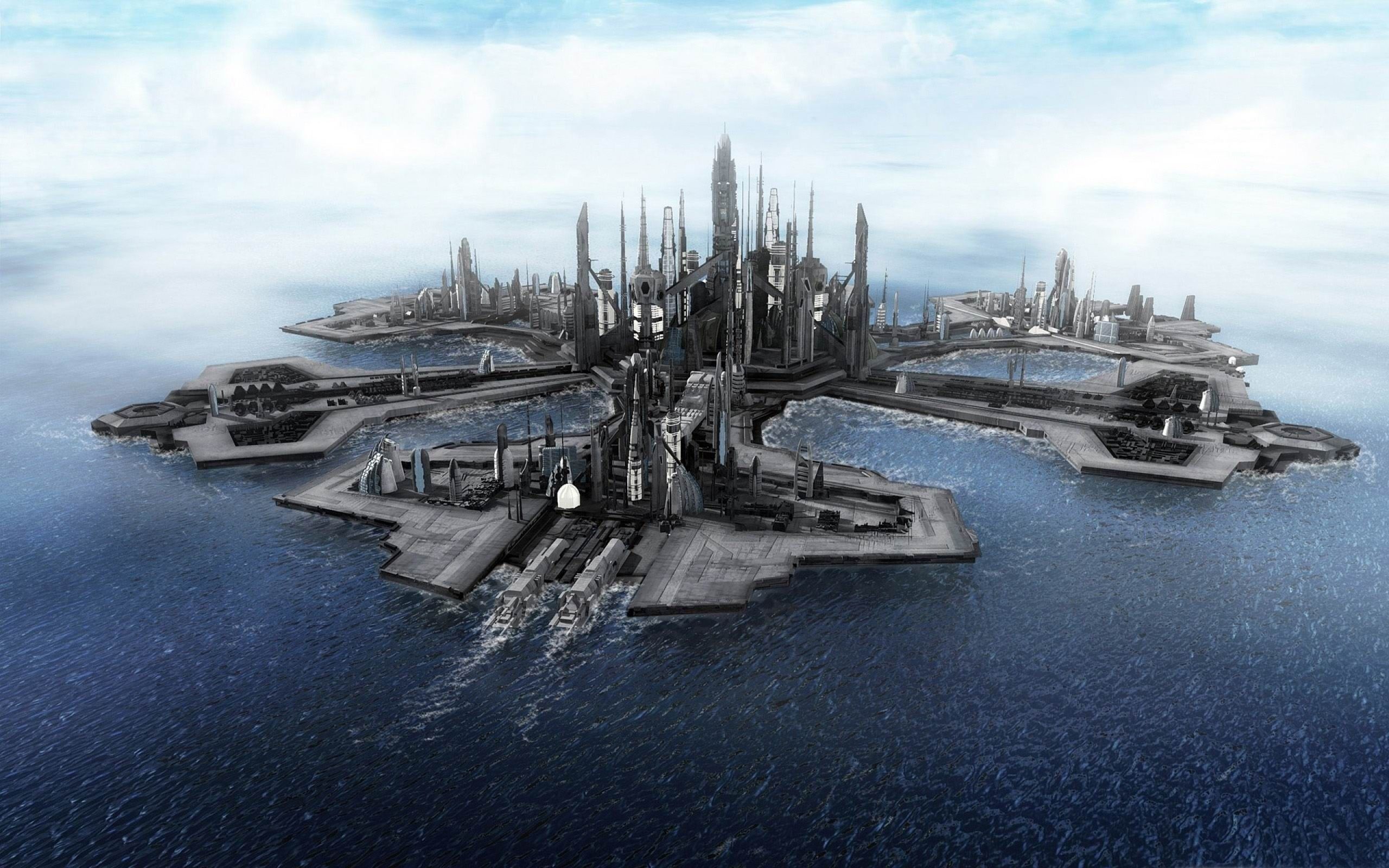 2560x1600 Atlantis City 3D Creative Design Theme Desktop Picture
