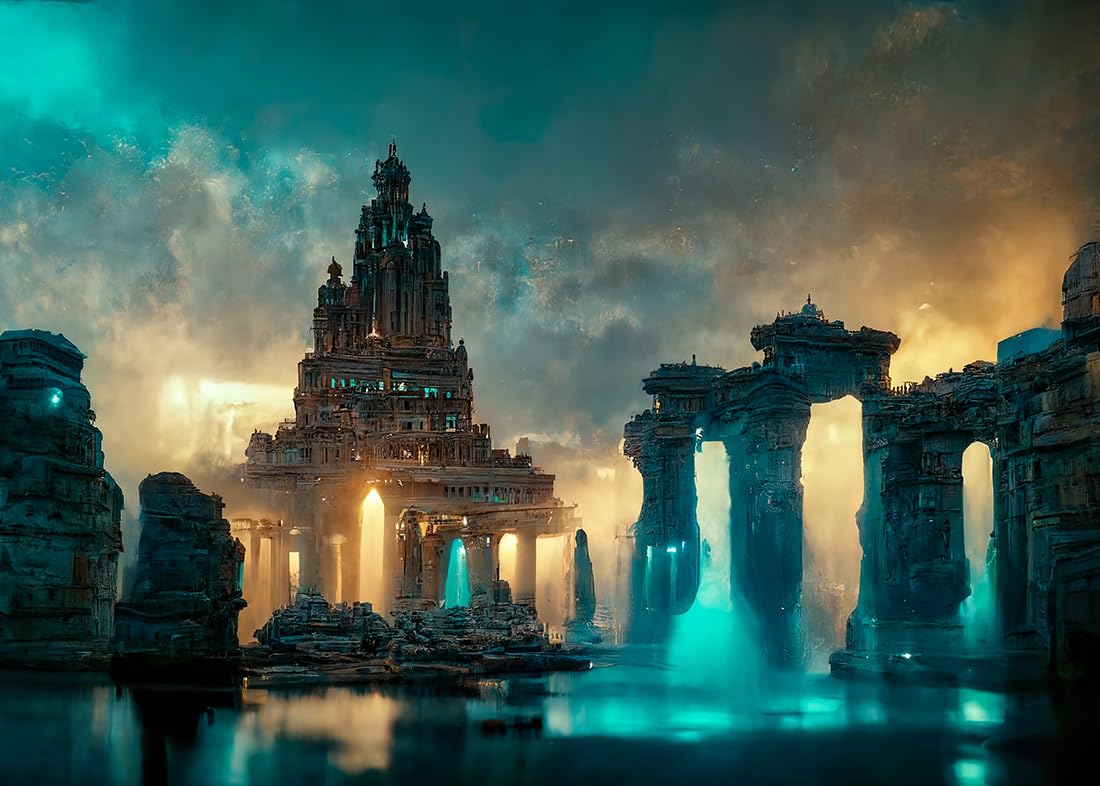 1100x786 Amazon.com : Loccor 9x6ft Fabric Atlantis Underwater City Backdrop Fantasy Ancient Civilization Buildings Legend City Sunken Under The Water Photography Background Historical Mythology Photo Shoot Studio Props
