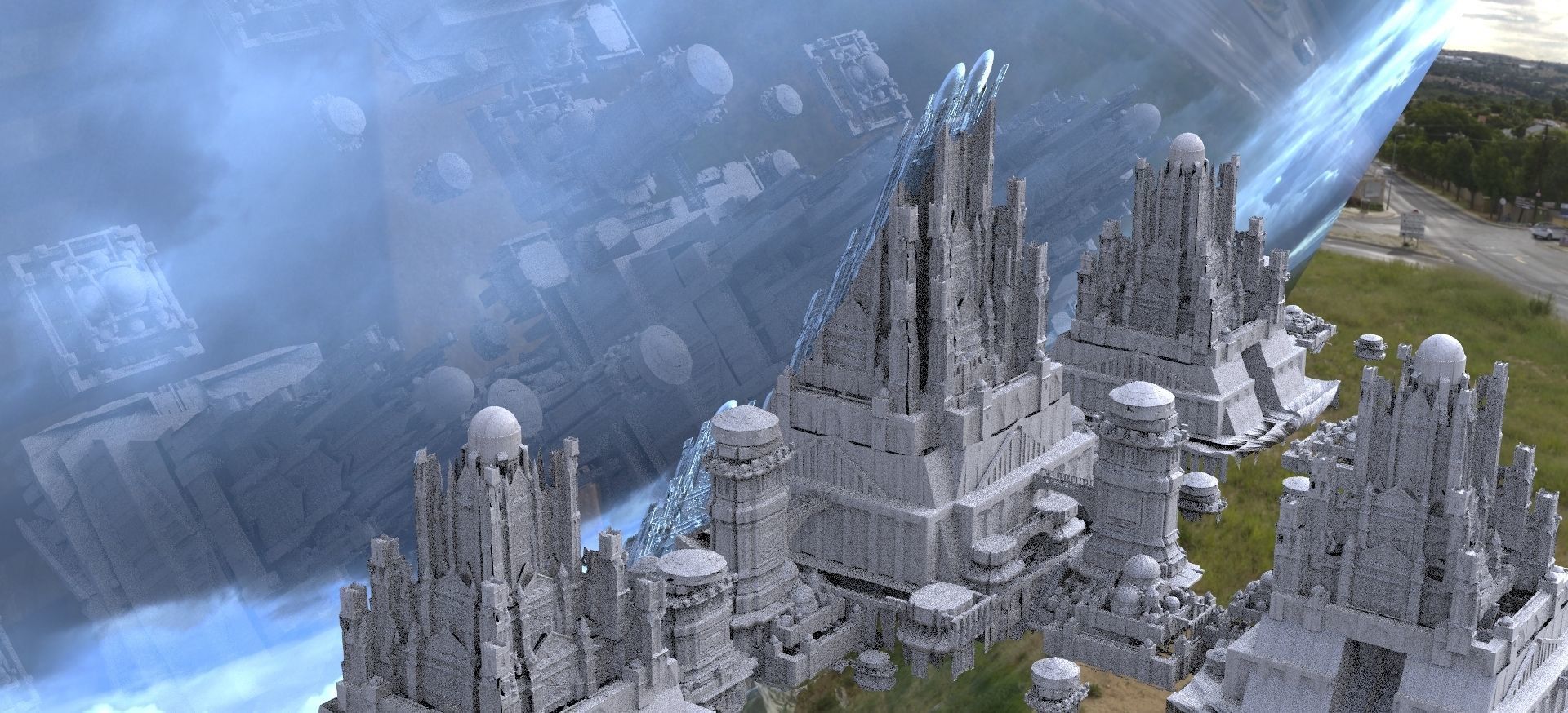 1920x874 Fantasy Atlantis architecture huge city 3D 3D model