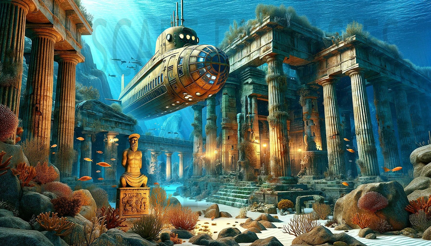 1792x1024 Rediscovery of Atlantis Among Ancient Ruins Print.89 X 14.223