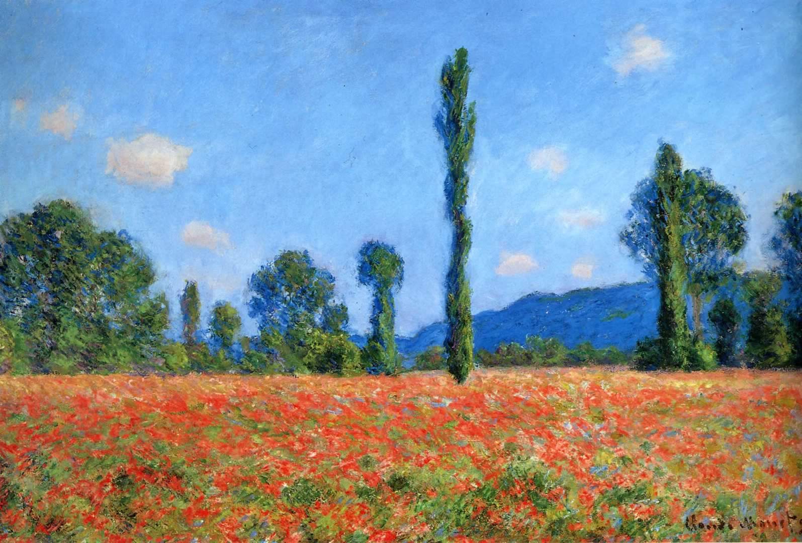 1595x1080 Poppy Field - Hình nền Claude Monet