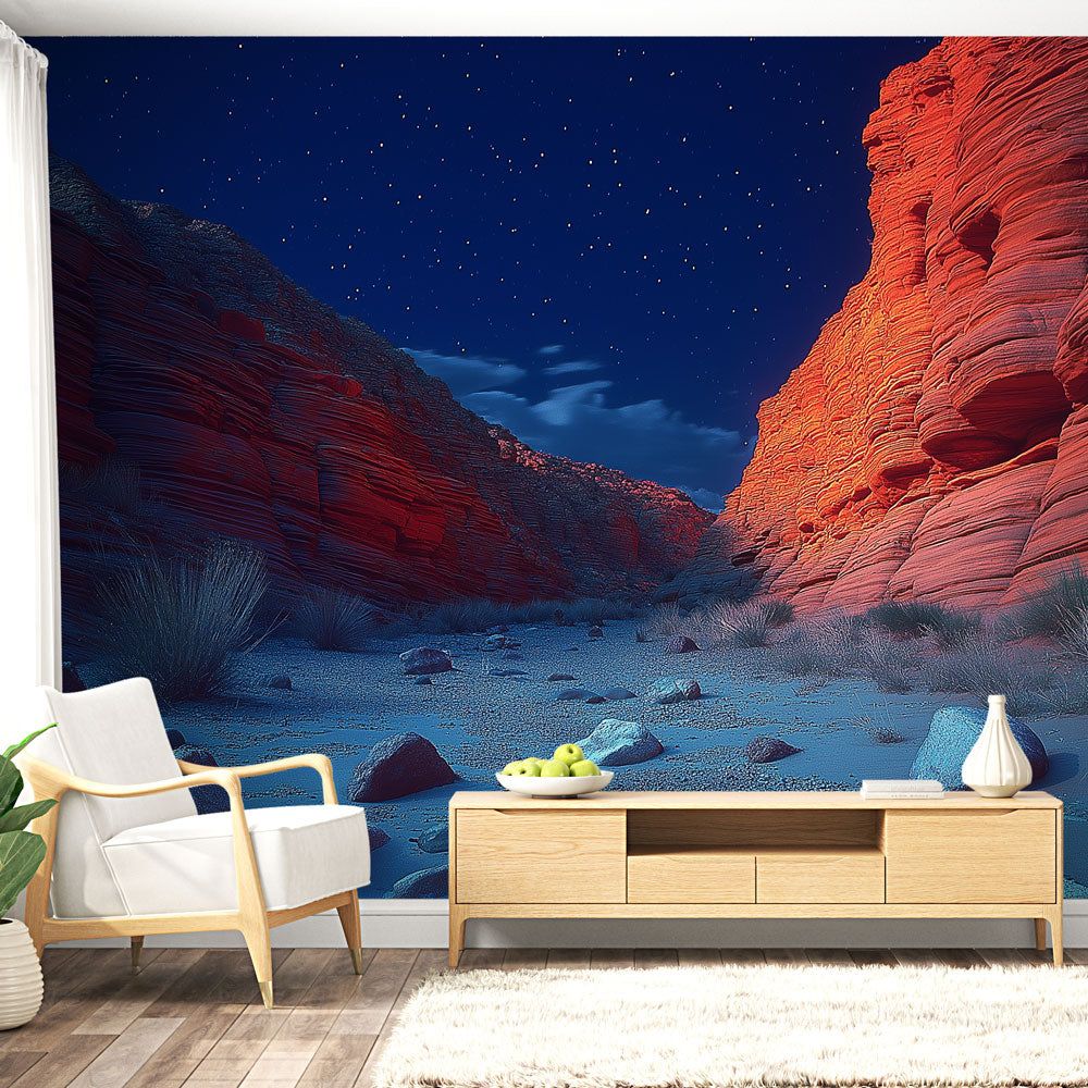 1000x1000 Desert Canyon Mural Wallpaper. Starlit Red Rock Formation