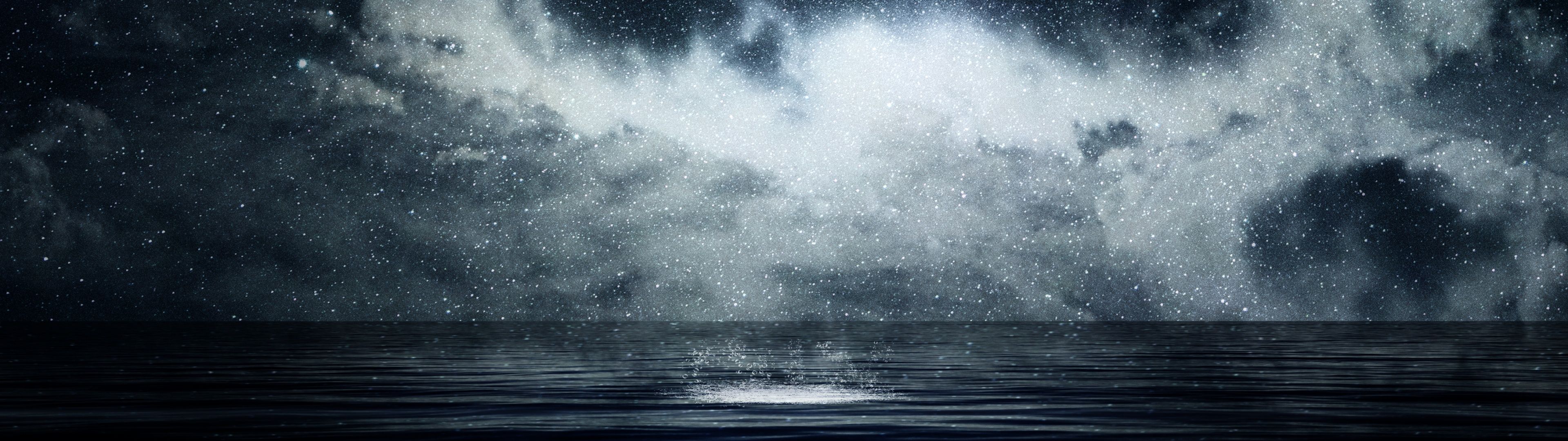 3840x1080 Underwater Wallpaper 4K, Crescent Moon, Ocean Waves