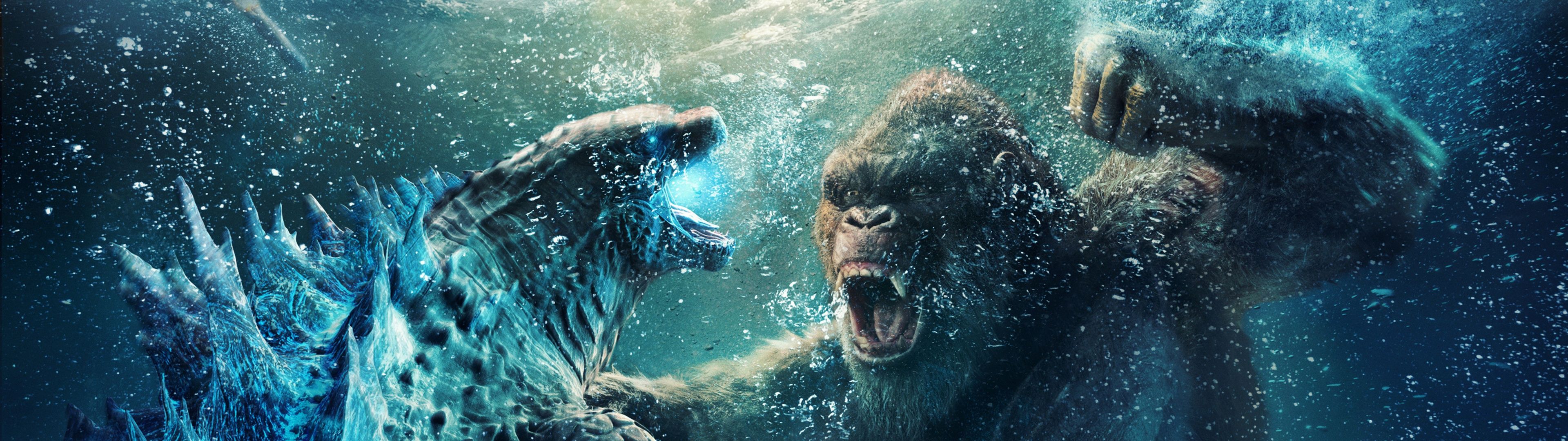 3840x1080 Godzilla vs Kong Wallpaper 4K, Underwater, 2021 Movies