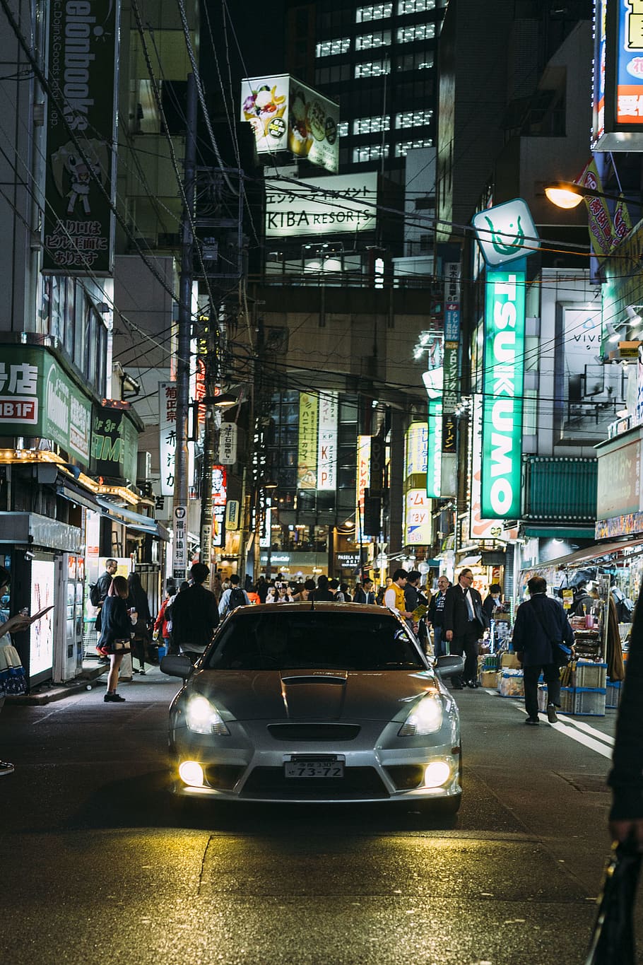 910x1365 tokyo, car, travel, nightlife, lights, exploring, japan, mode of transportation