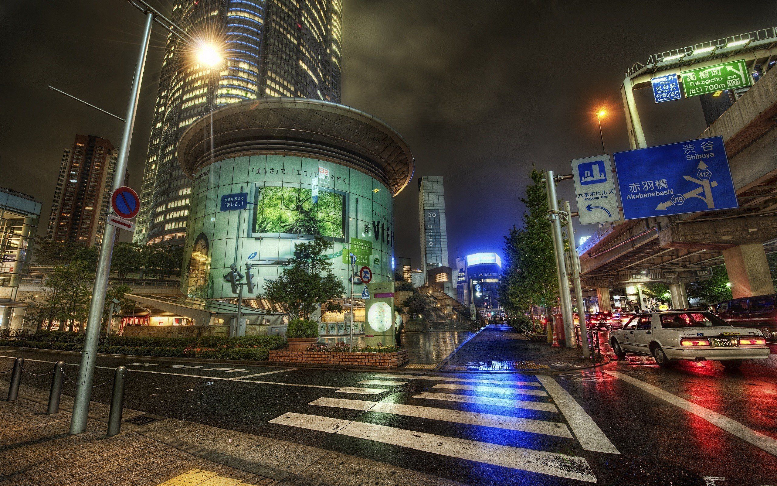 2560x1600 japan, Tokyo, Cityscapes, Night, Lights, Cars, Roads, Roppongi, Roppongi, Hills Wallpaper HD / Desktop and Mobile Background