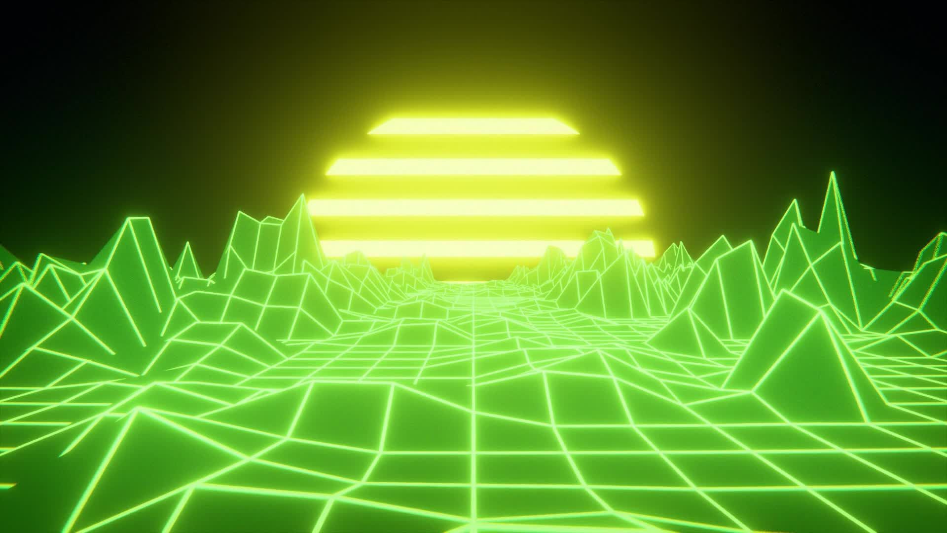 1920x1080 Retro Futuristic Neon Landscape Animation Free Stock Video Footage, Royalty Free 4K & HD Video Clip