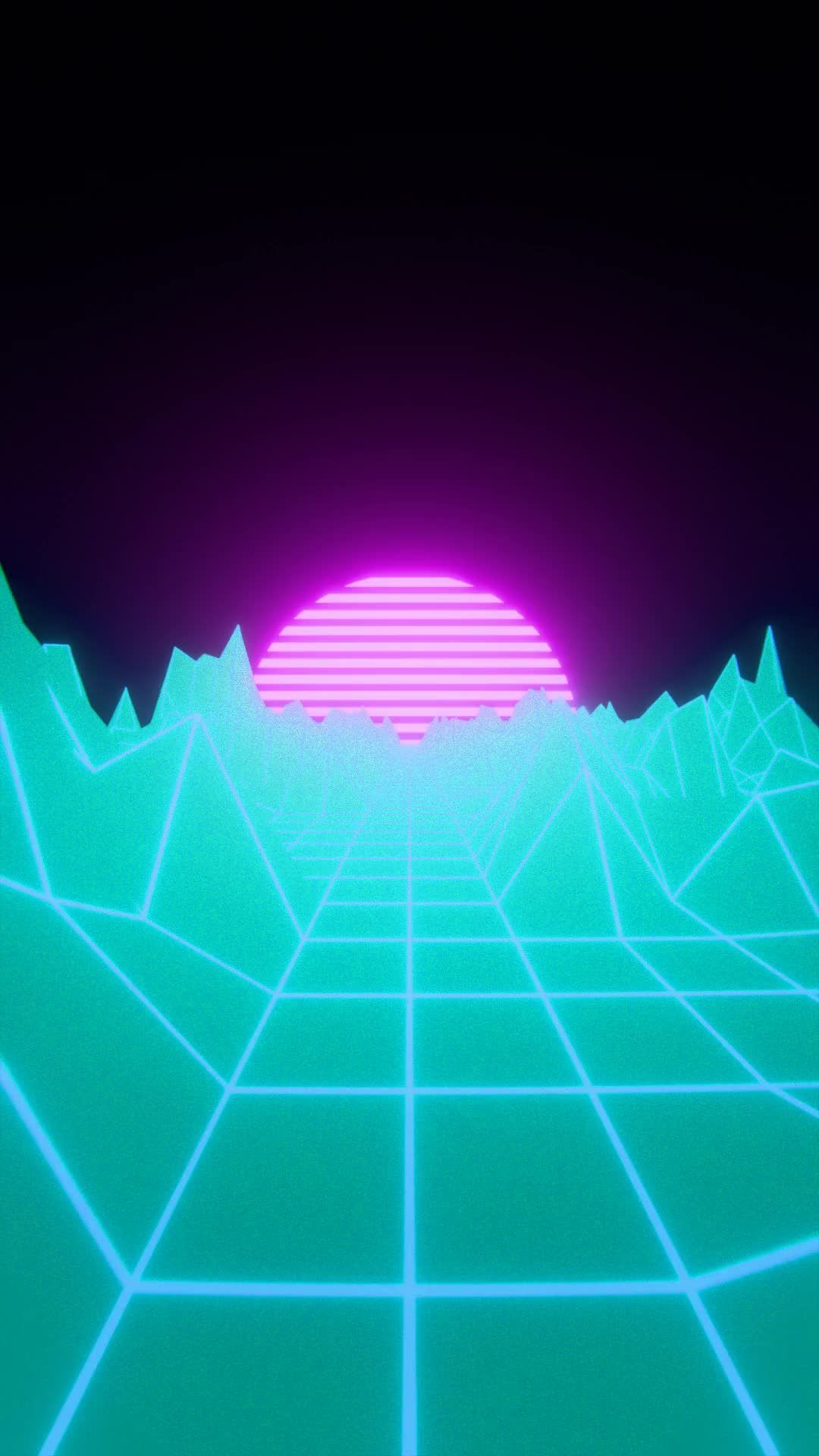 1080x1920 Futuristic Neon Retro Wave Animation
