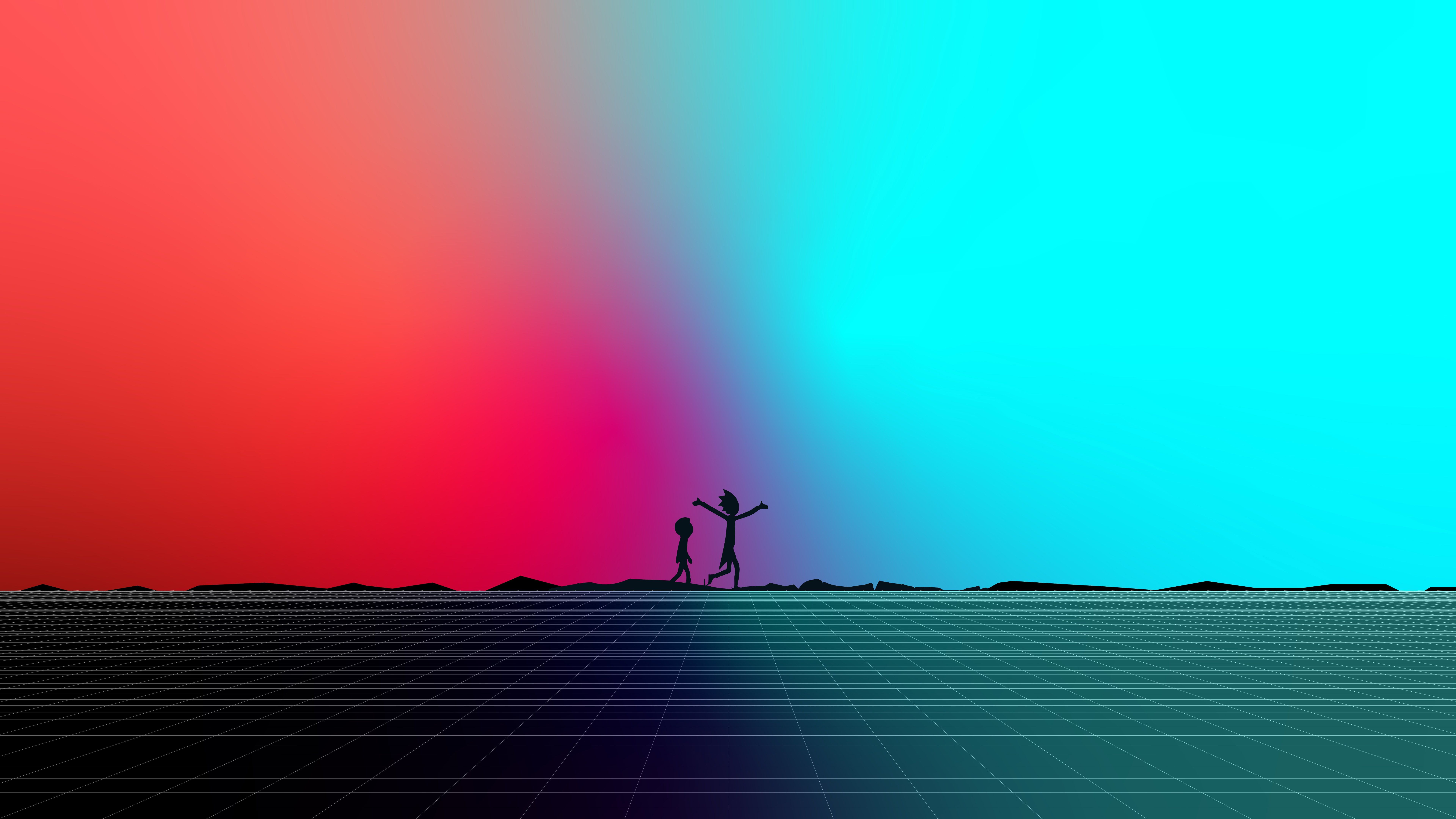 7680x4320 Rick and Morty Retrowave Synthwave Wallpaper 4K for Desktop