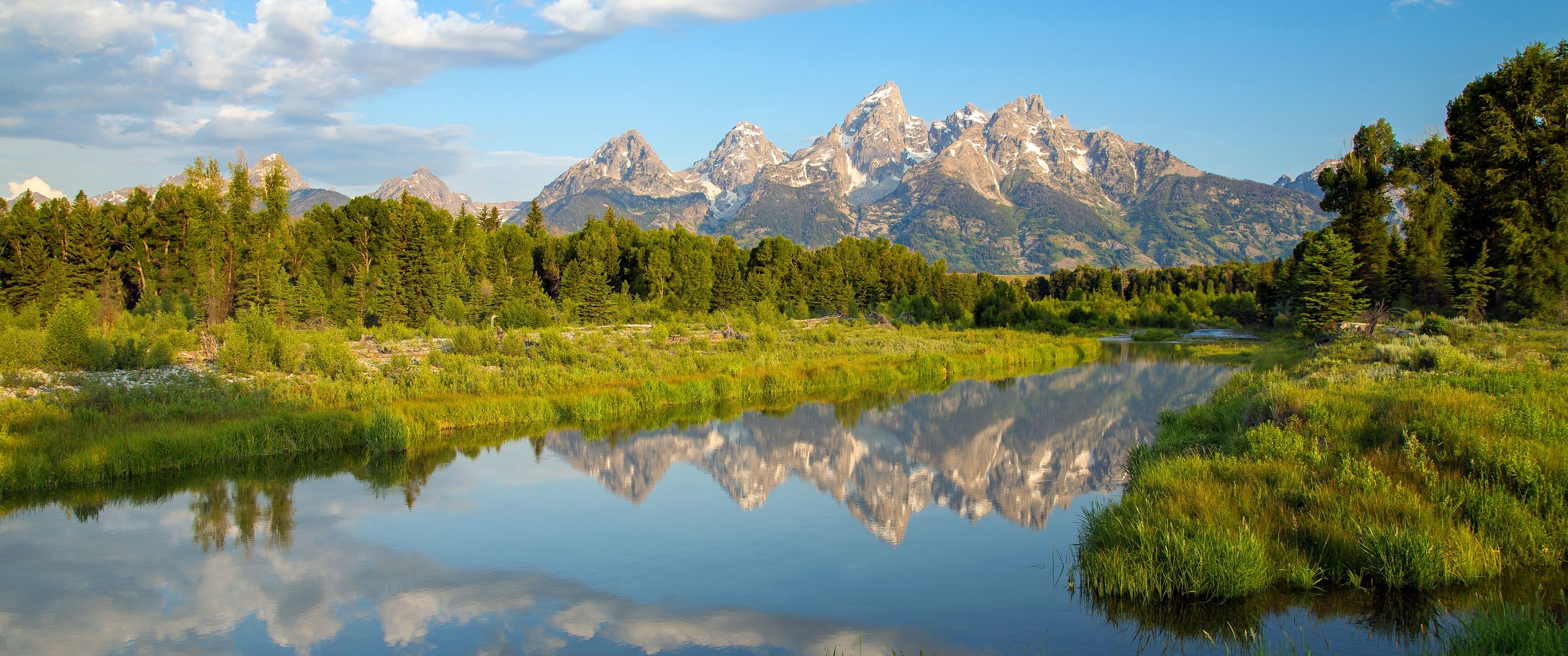 3440x1440 Teton Range Wallpaper 4K, Rocky Mountains, Wyoming, USA