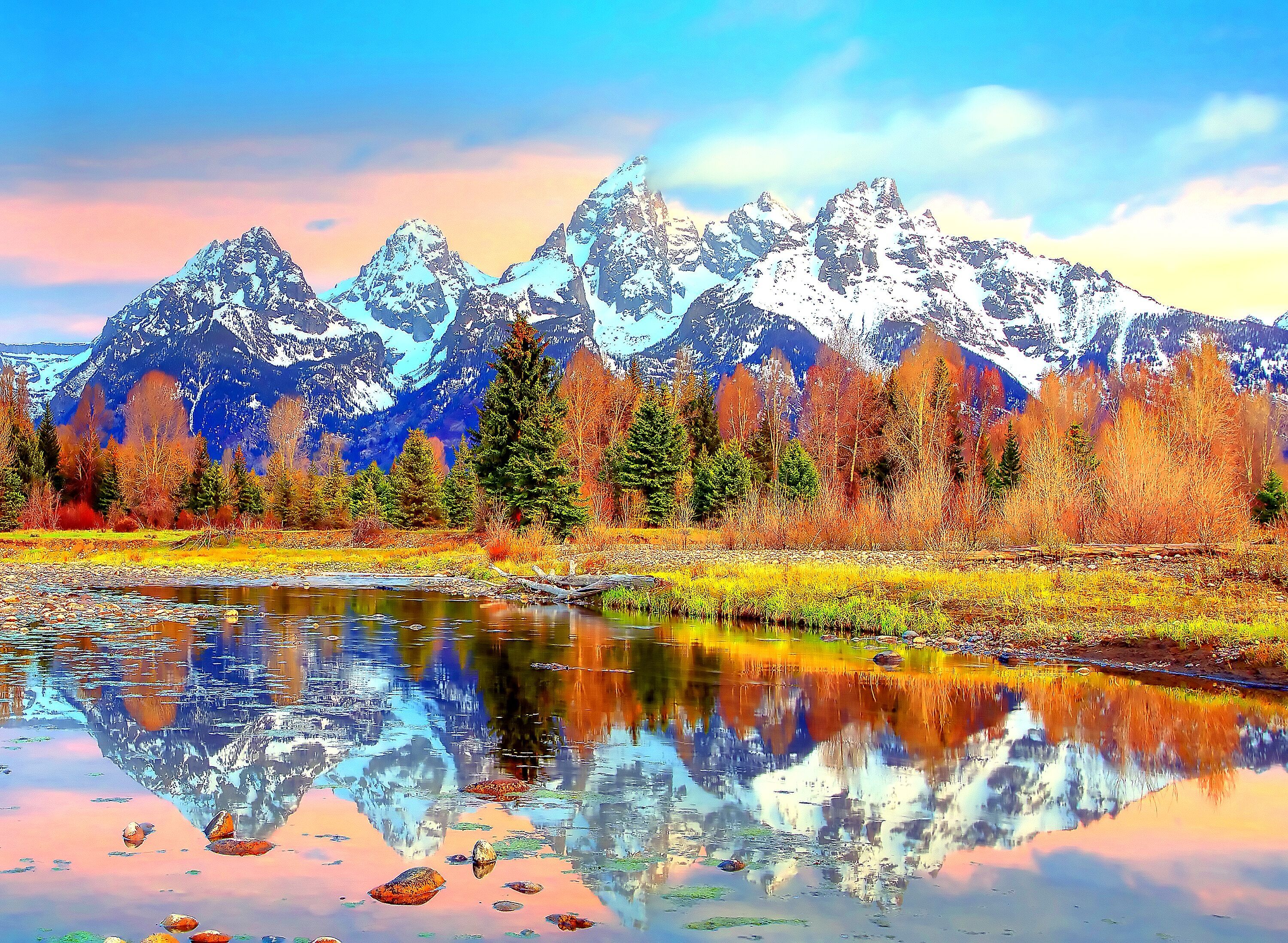3000x2197 Phone wallpaper: Grand Teton National Park, Wyoming, Mountains, Landscape, The Teton Range, Earth, Barn, Mountain 354467