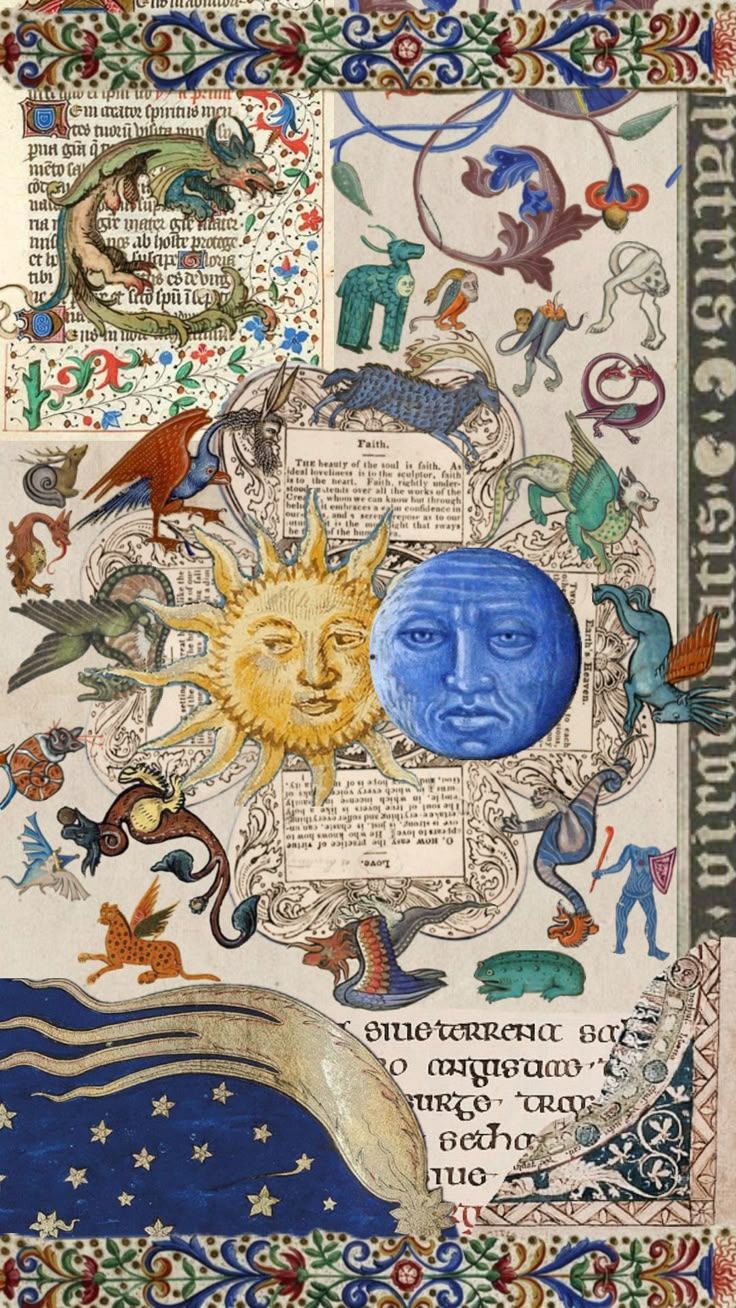 736x1308 medieval #medievalart #illuminatedmanuscript #art #moon #sun #celestial #history