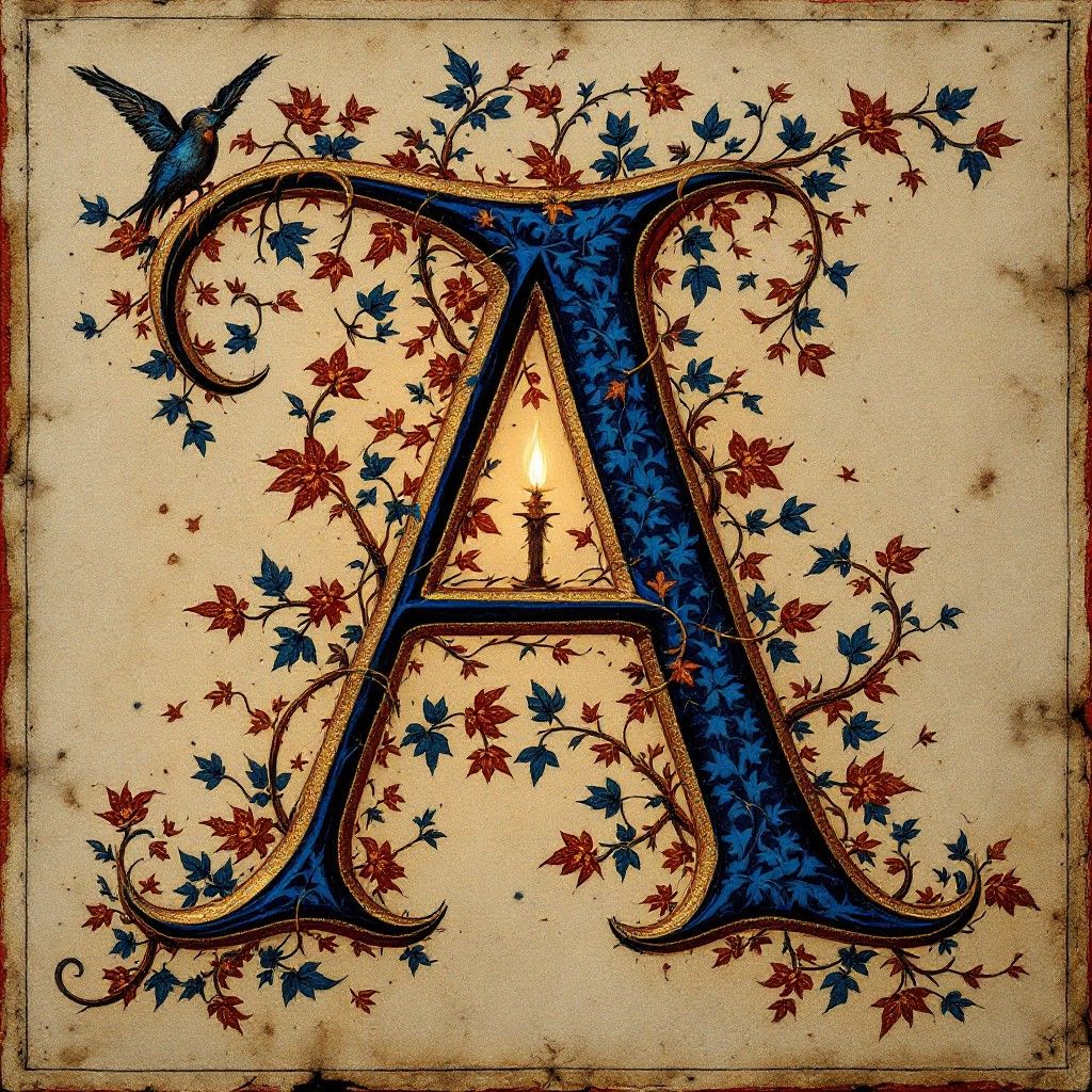 1024x1024 Free Illuminated Medieval Letter Image, Medieval, Manuscript