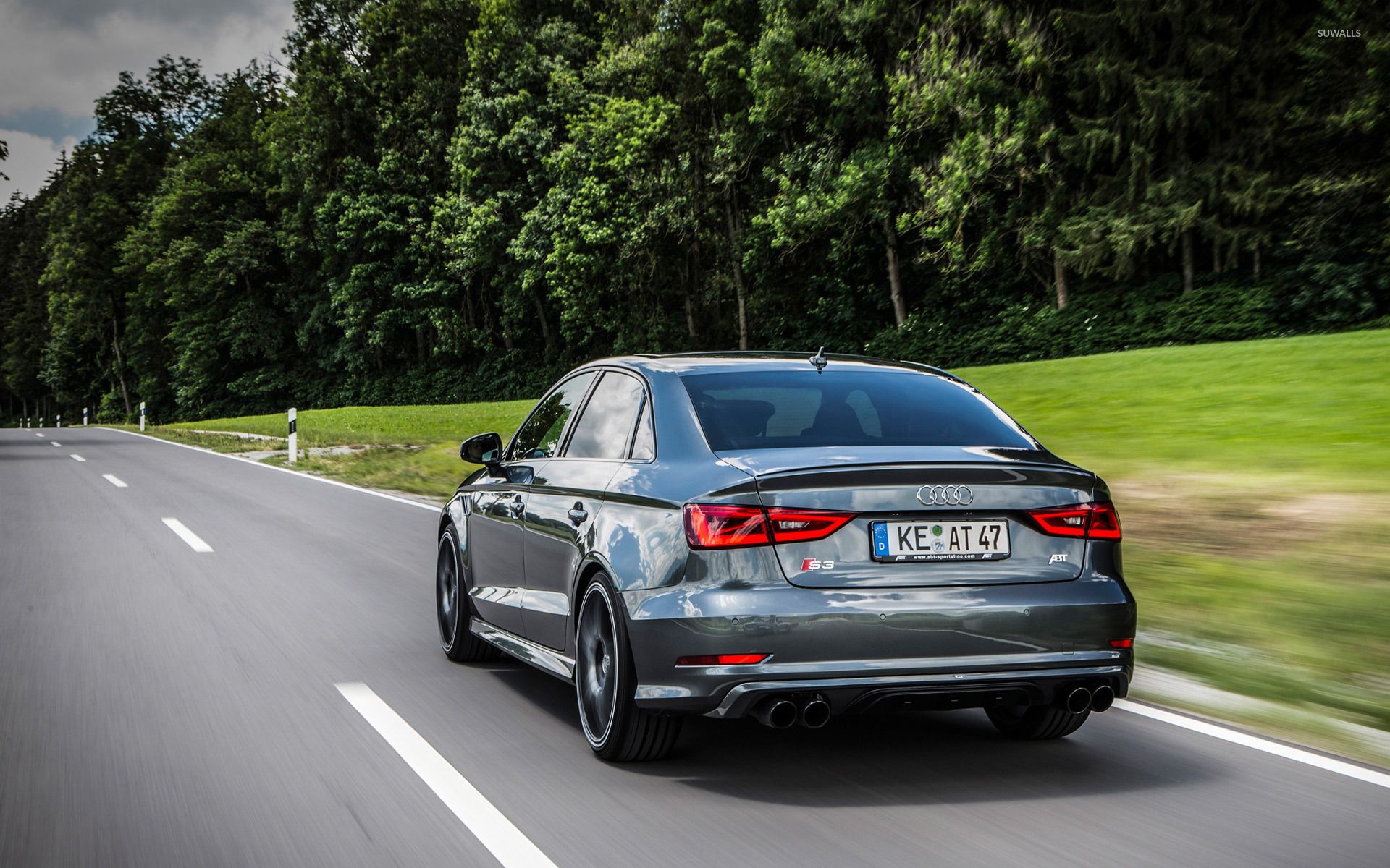 1920x1200 ABT Audi S3 on forest road wallpaper wallpaper