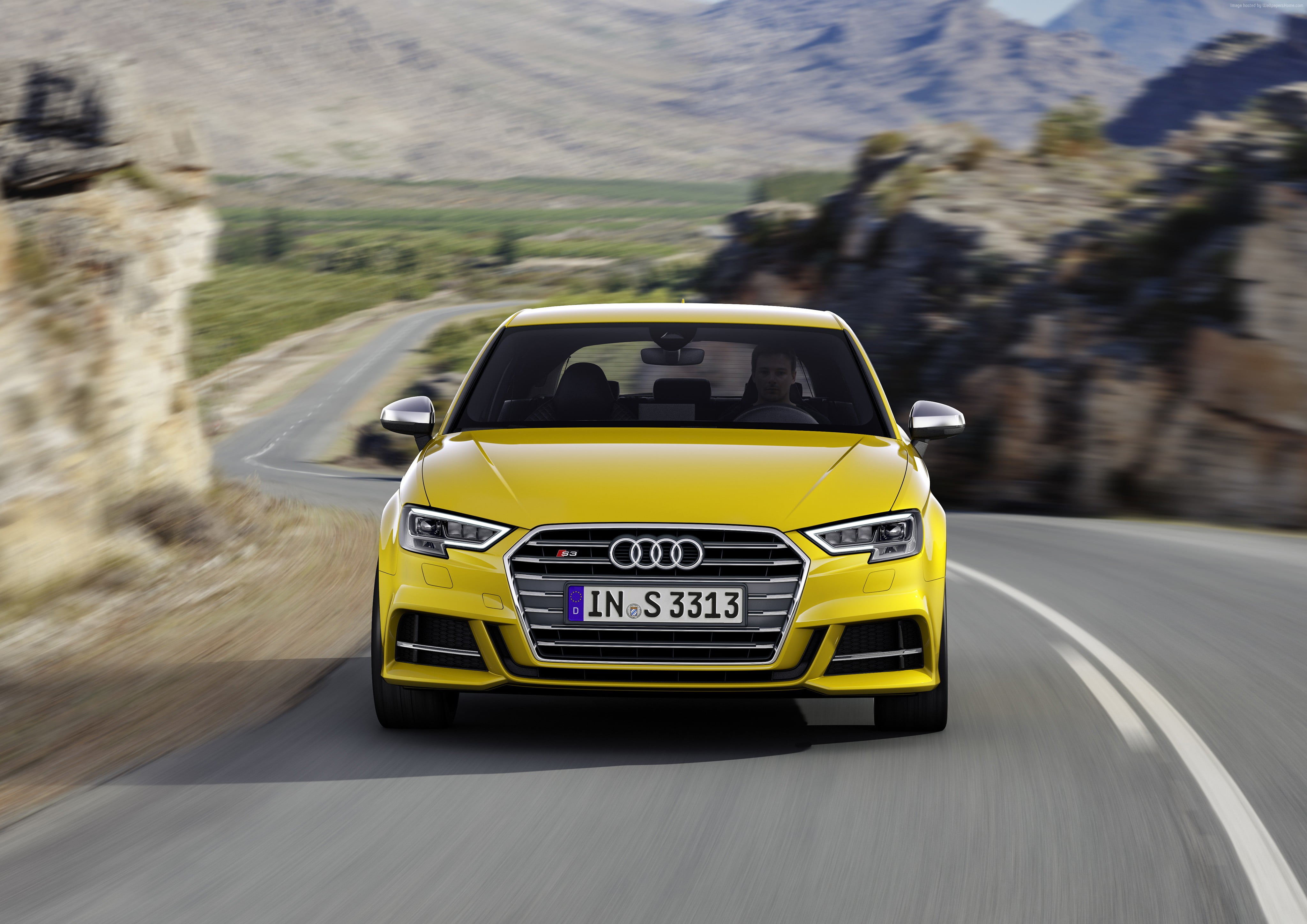 4096x2896 Yellow Audi car on black top road during daytime HD wallpaper