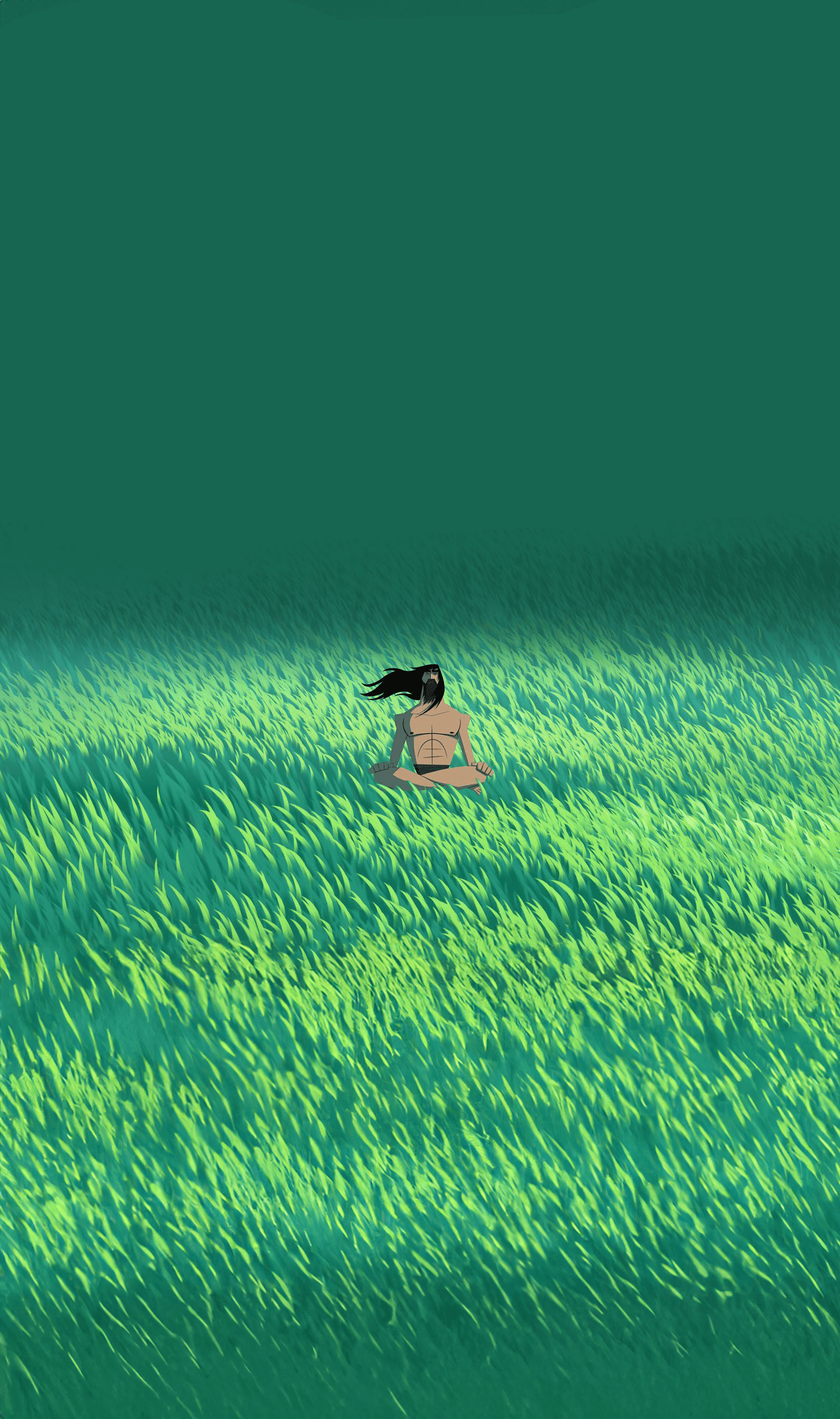 1400x2365 iPhone Wallpaper of Samurai Jack Meditating (Expanded the OG Image Vertically with Photohop Generative Fill)